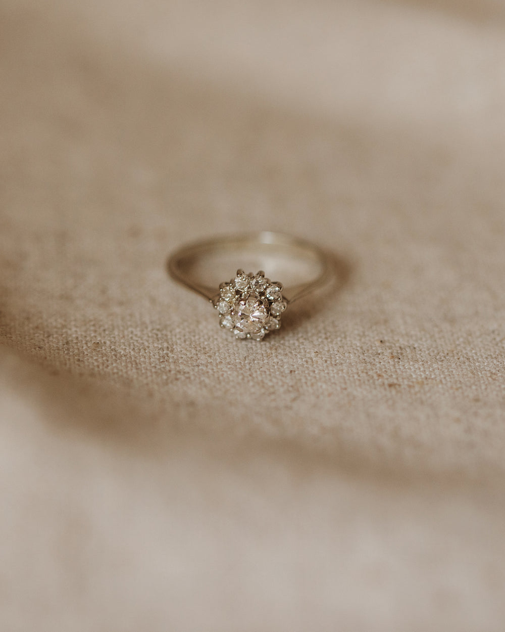 Emma Vintage 18ct White Gold Diamond Cluster Ring