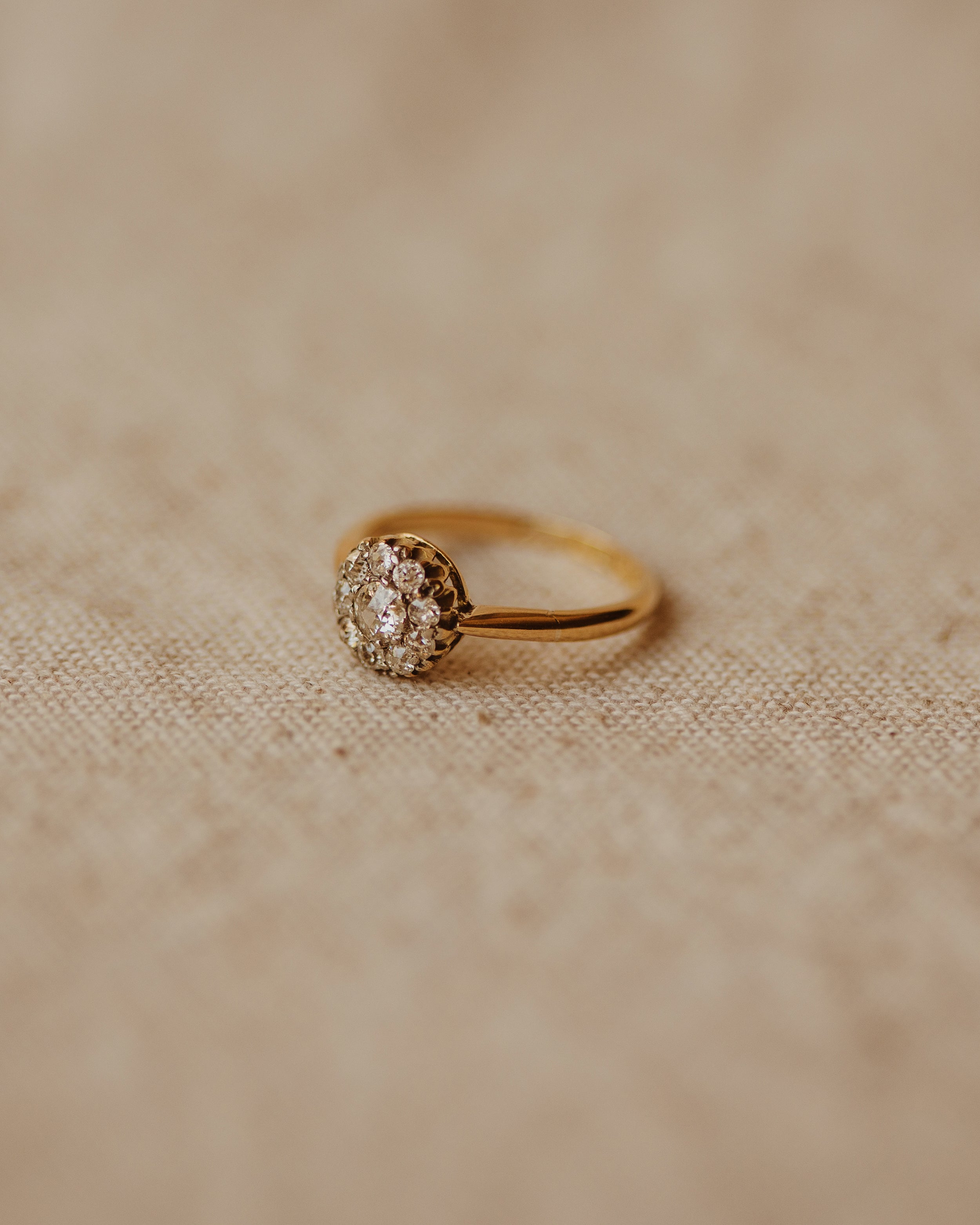 Lillian 1910 18ct Gold Old Cut Diamond Cluster Ring