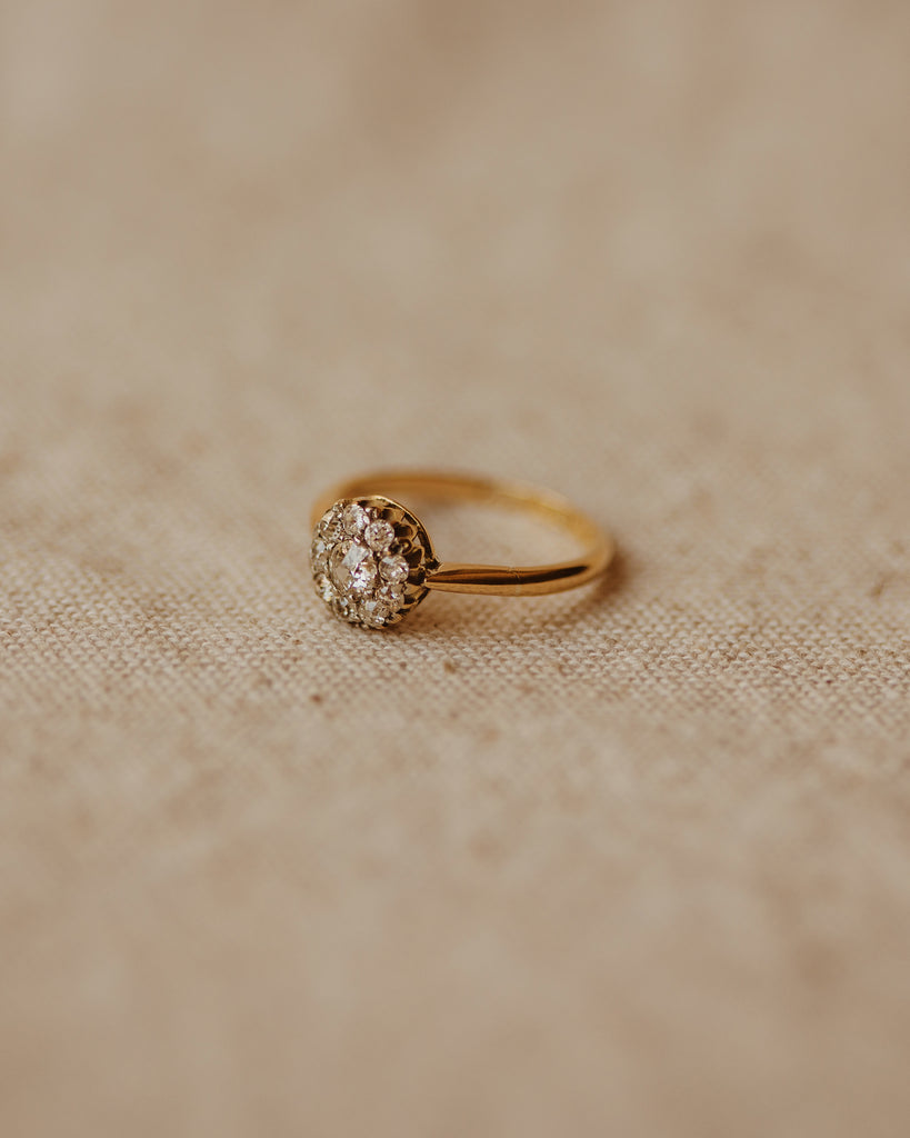 Lillian 1910 18ct Gold Old Cut Diamond Cluster Ring