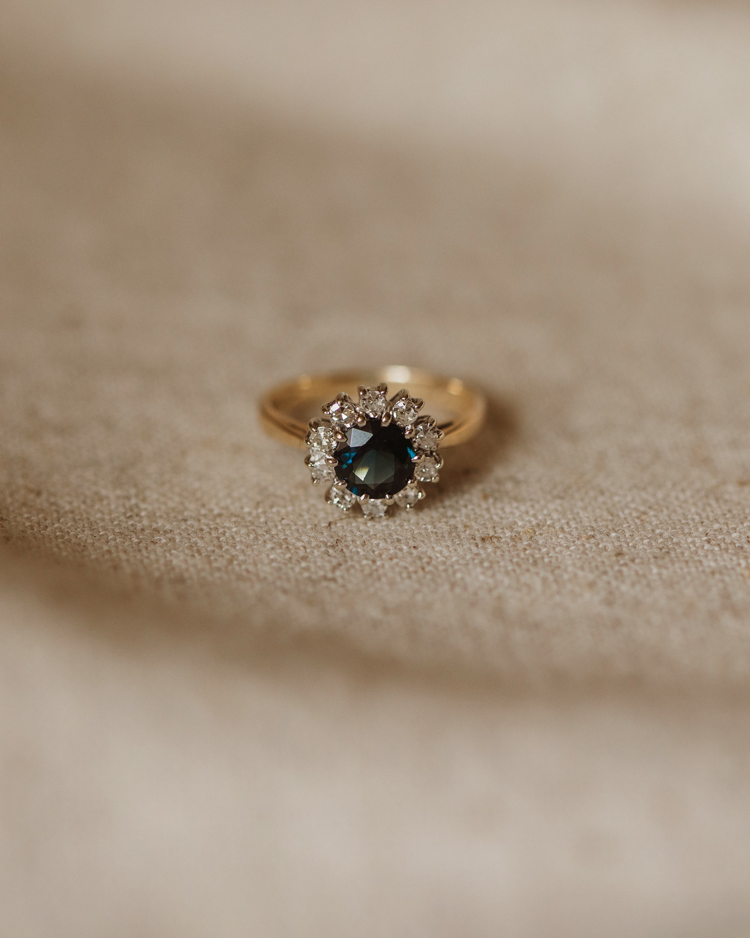 Image of Elva 1983 9ct Gold Sapphire & Diamond Cluster Ring