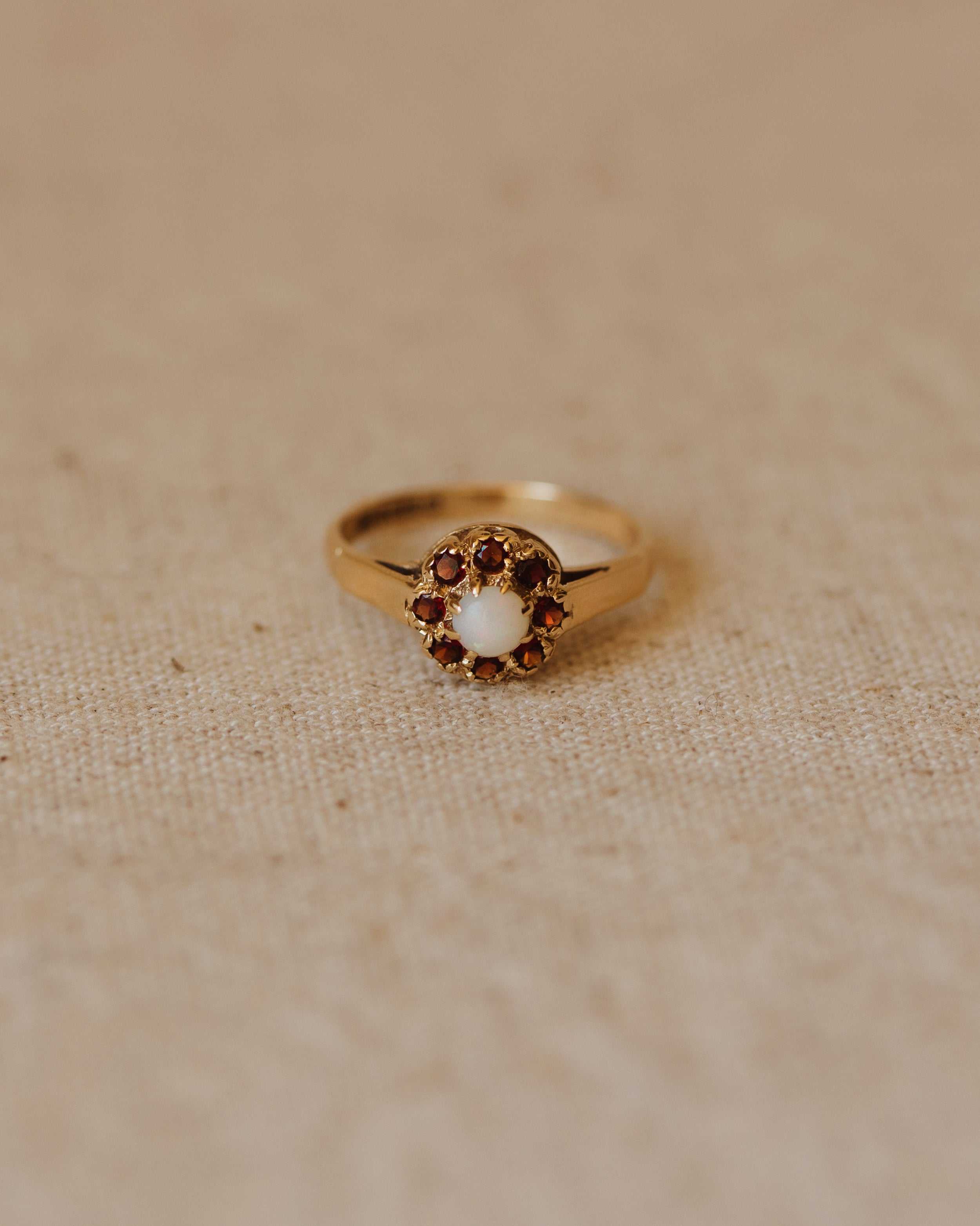 Juliana 1982 9ct Gold Opal & Garnet Cluster Ring