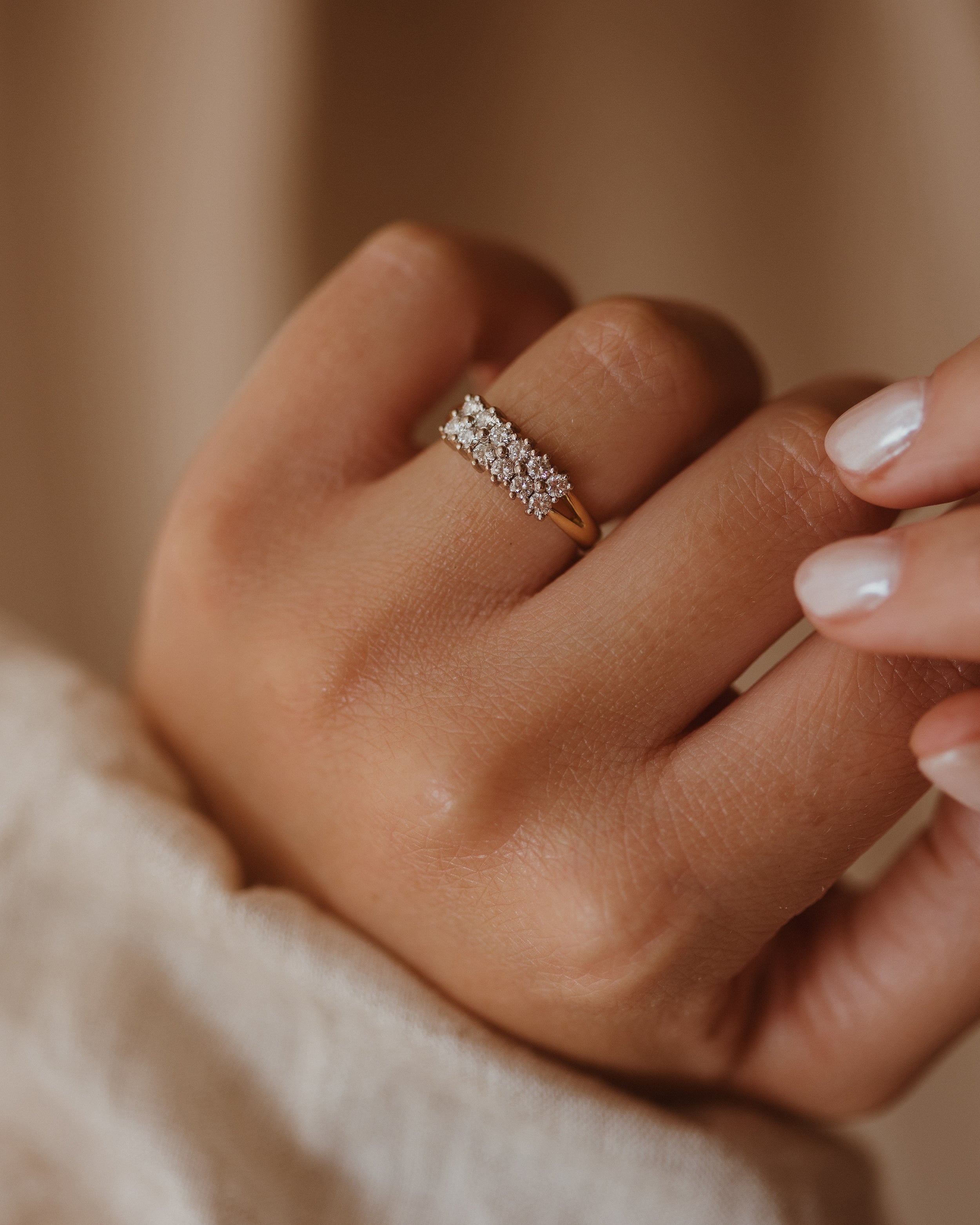 Delia 1989 18ct Gold Two Row Diamond Ring
