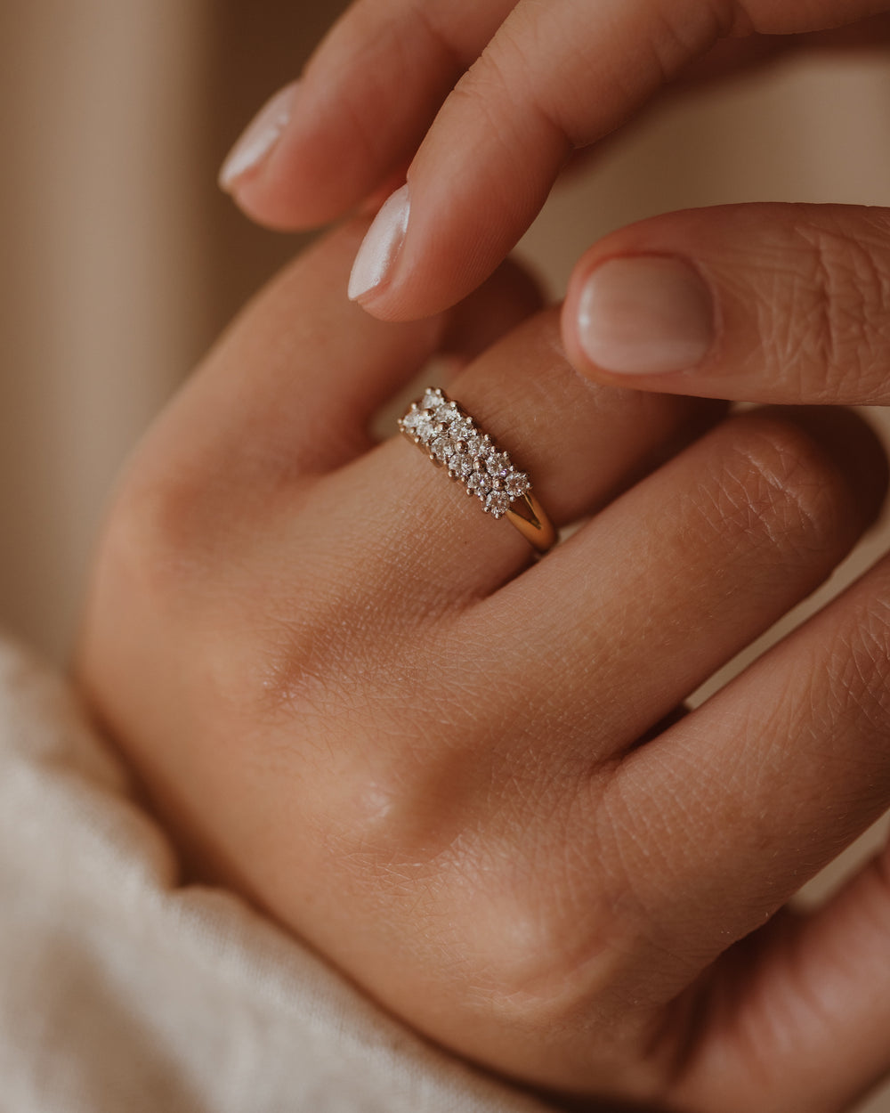 Delia 1989 18ct Gold Two Row Diamond Ring