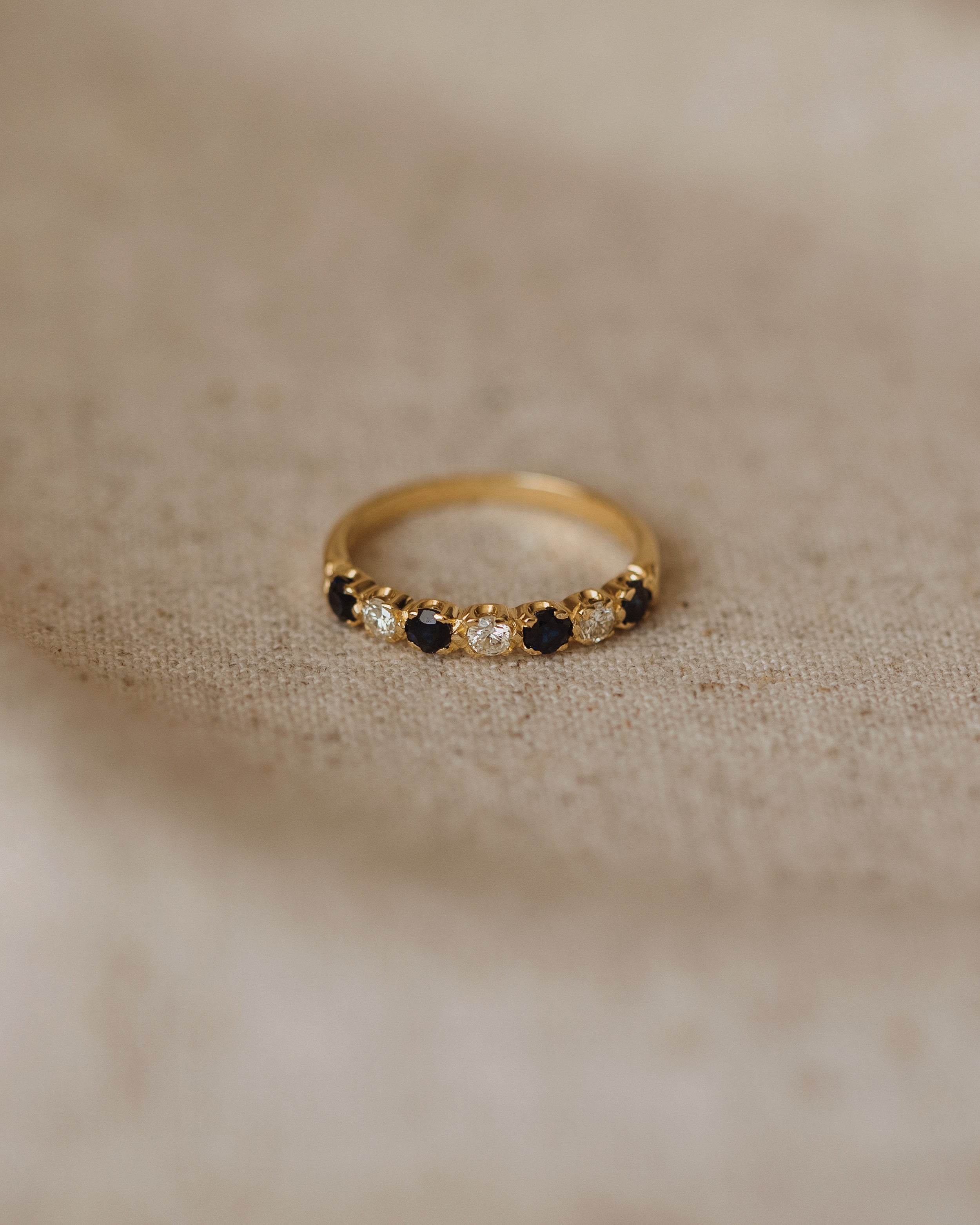 Image of Cathrine 1979 18ct Gold Sapphire & Diamond Half Eternity Ring