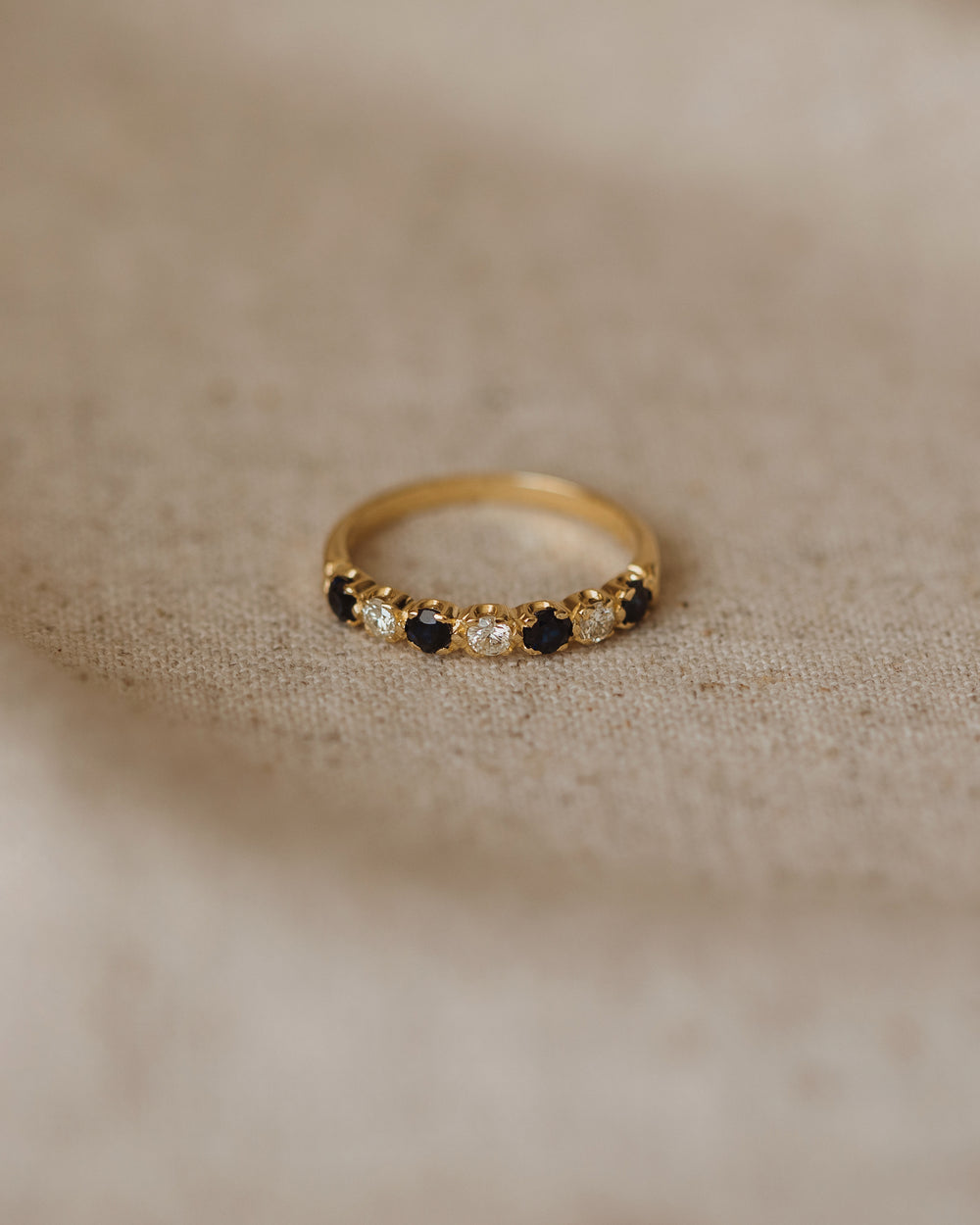 Cathrine 1979 18ct Gold Sapphire & Diamond Half Eternity Ring