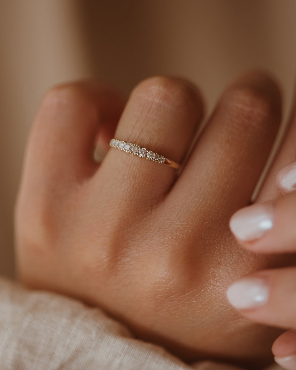 Effie Vintage 9ct Gold Diamond Half Eternity Ring