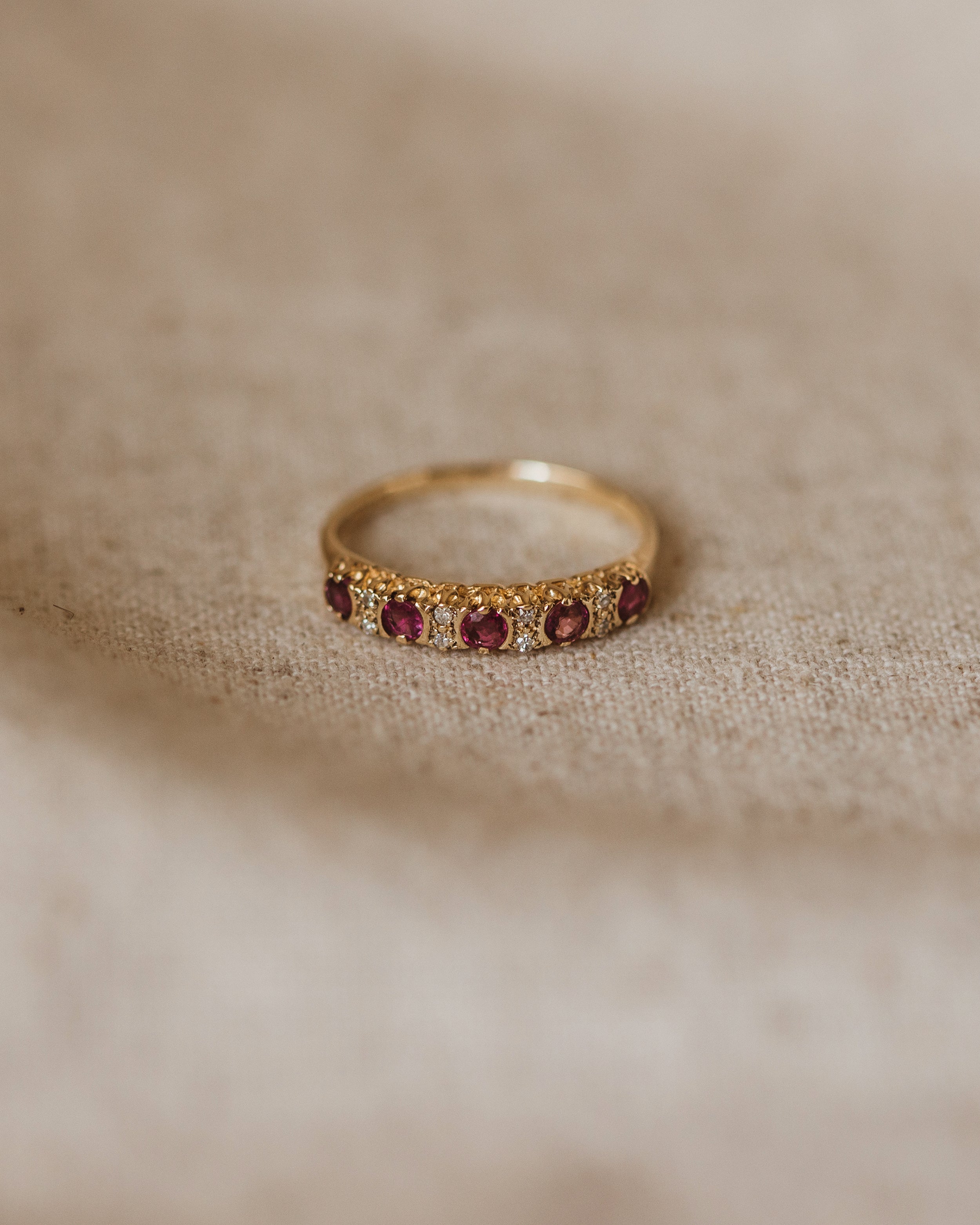 Image of Anna 1987 9ct Gold Ruby & Diamond Half Eternity Ring