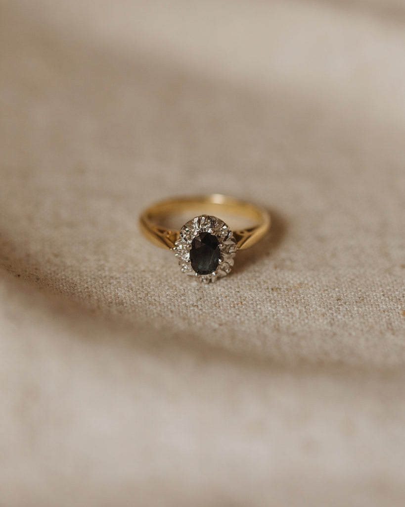 Malene 1971 18ct Gold Sapphire & Diamond Cluster Ring