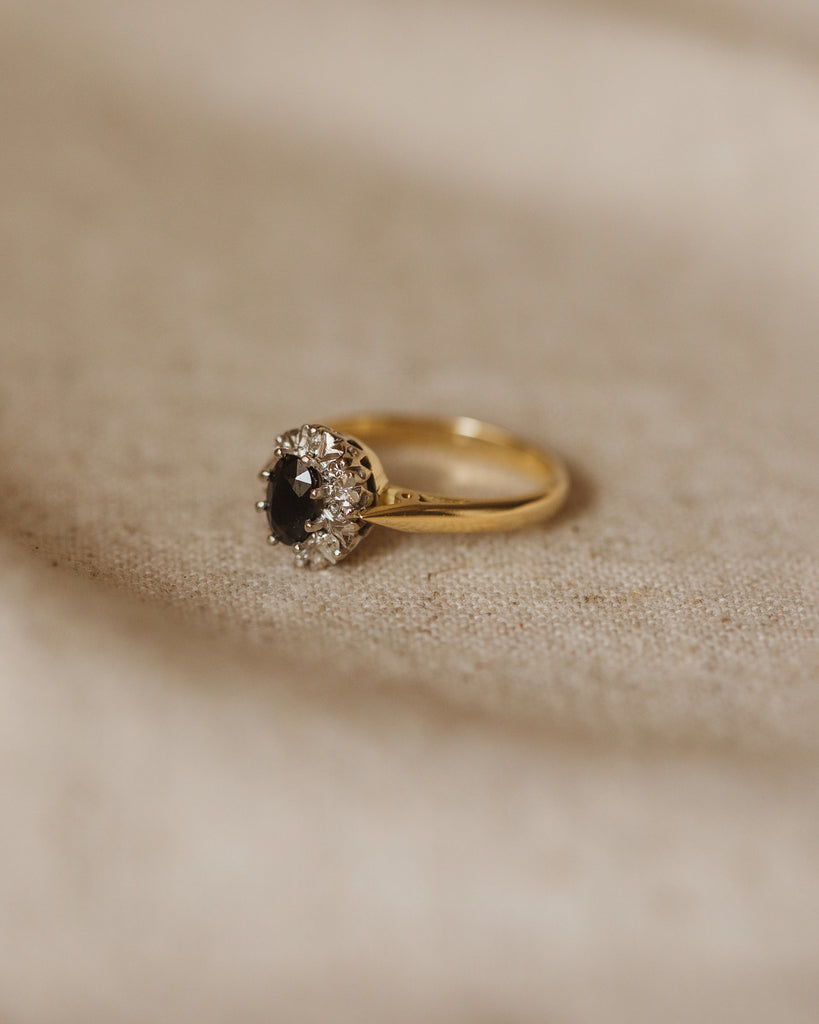 Malene 1971 18ct Gold Sapphire & Diamond Cluster Ring
