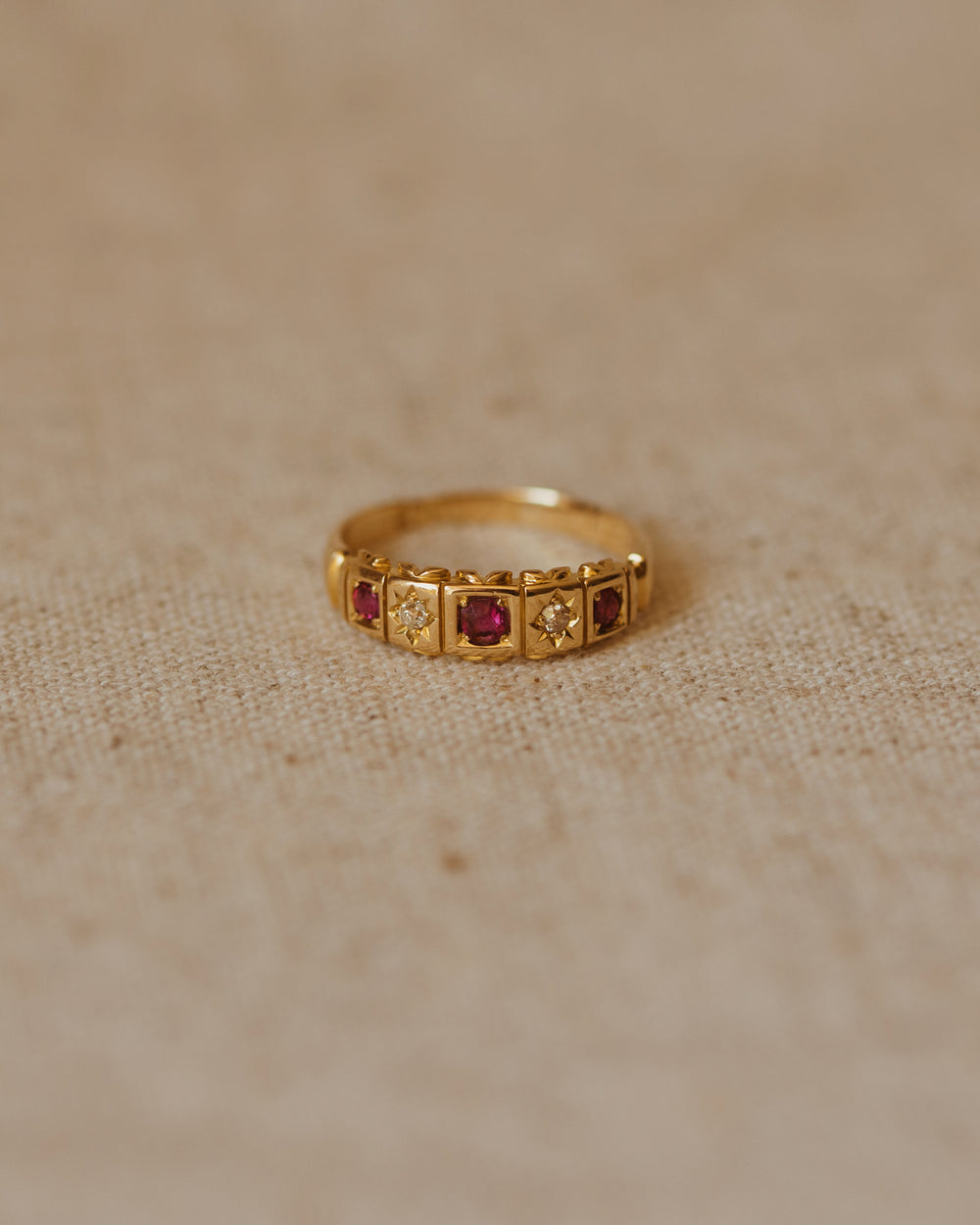 Genevieve Antique 18ct Gold Ruby & Diamond Ring