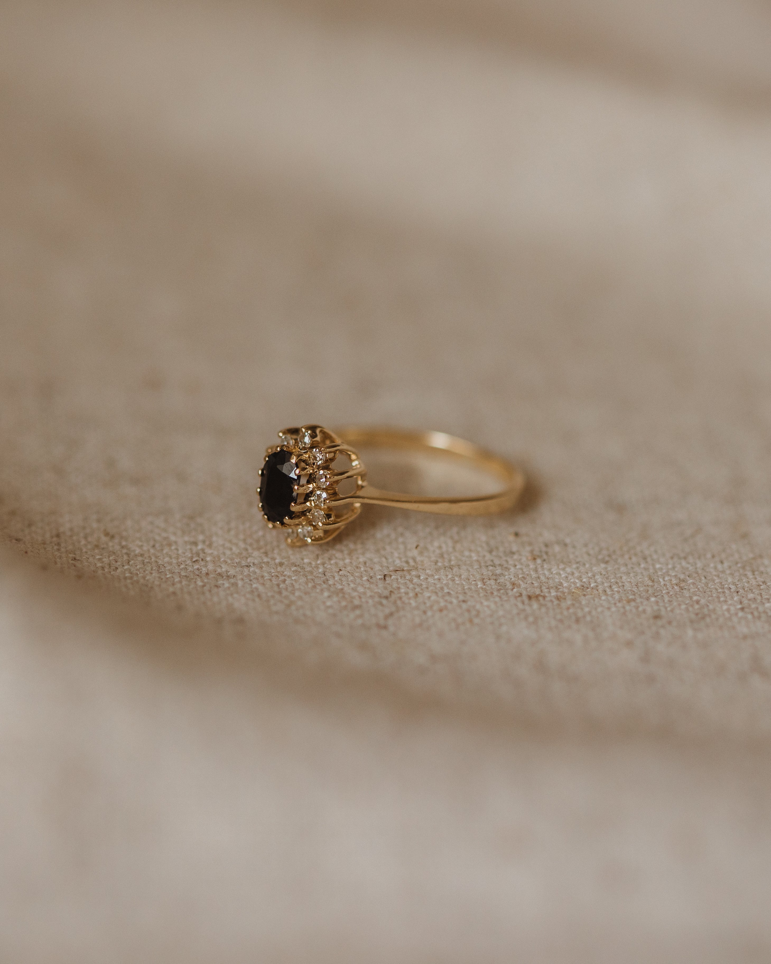 Amalie 1982 9ct Gold Sapphire & Diamond Cluster Ring