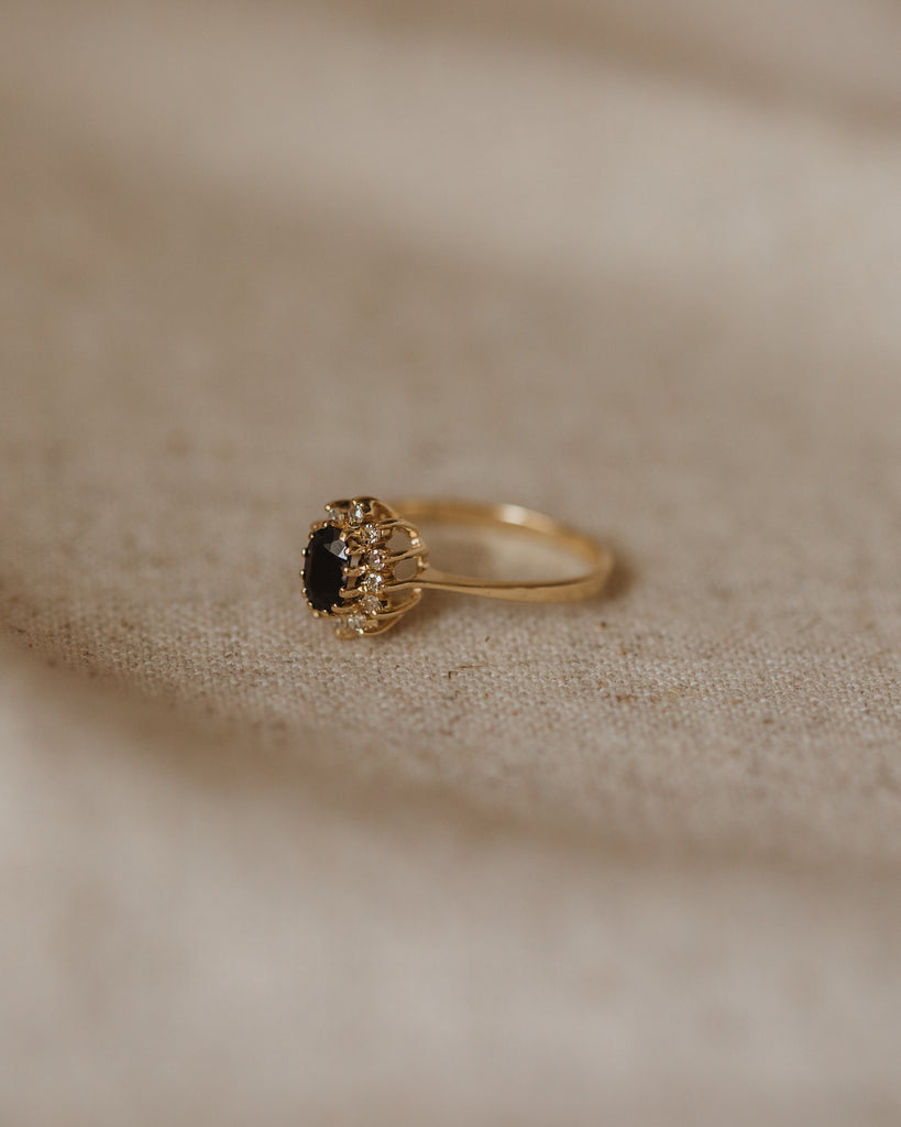 Amalie 1982 9ct Gold Sapphire & Diamond Cluster Ring