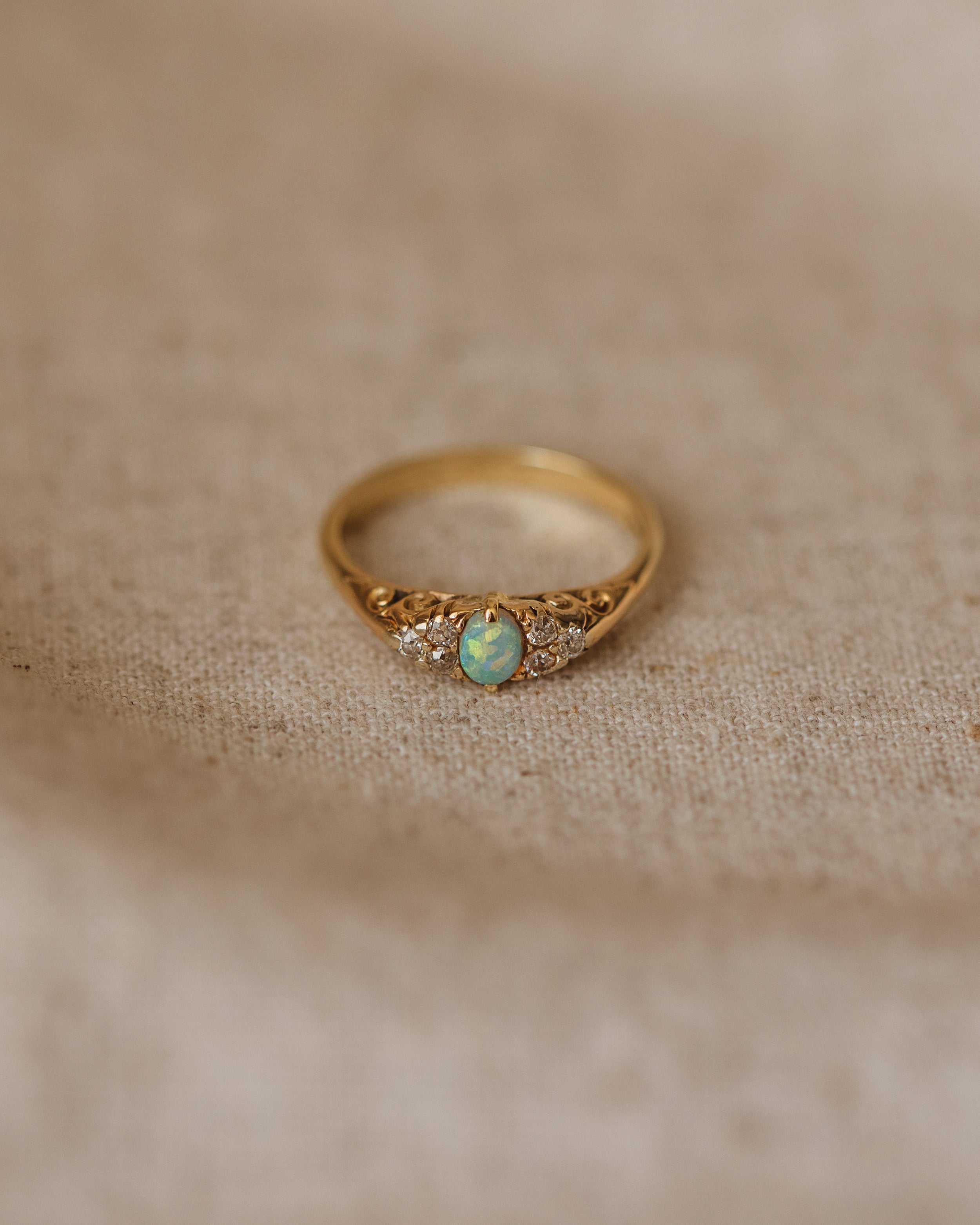 Image of Marianne Vintage 18ct Gold Opal & Diamond Cluster Ring