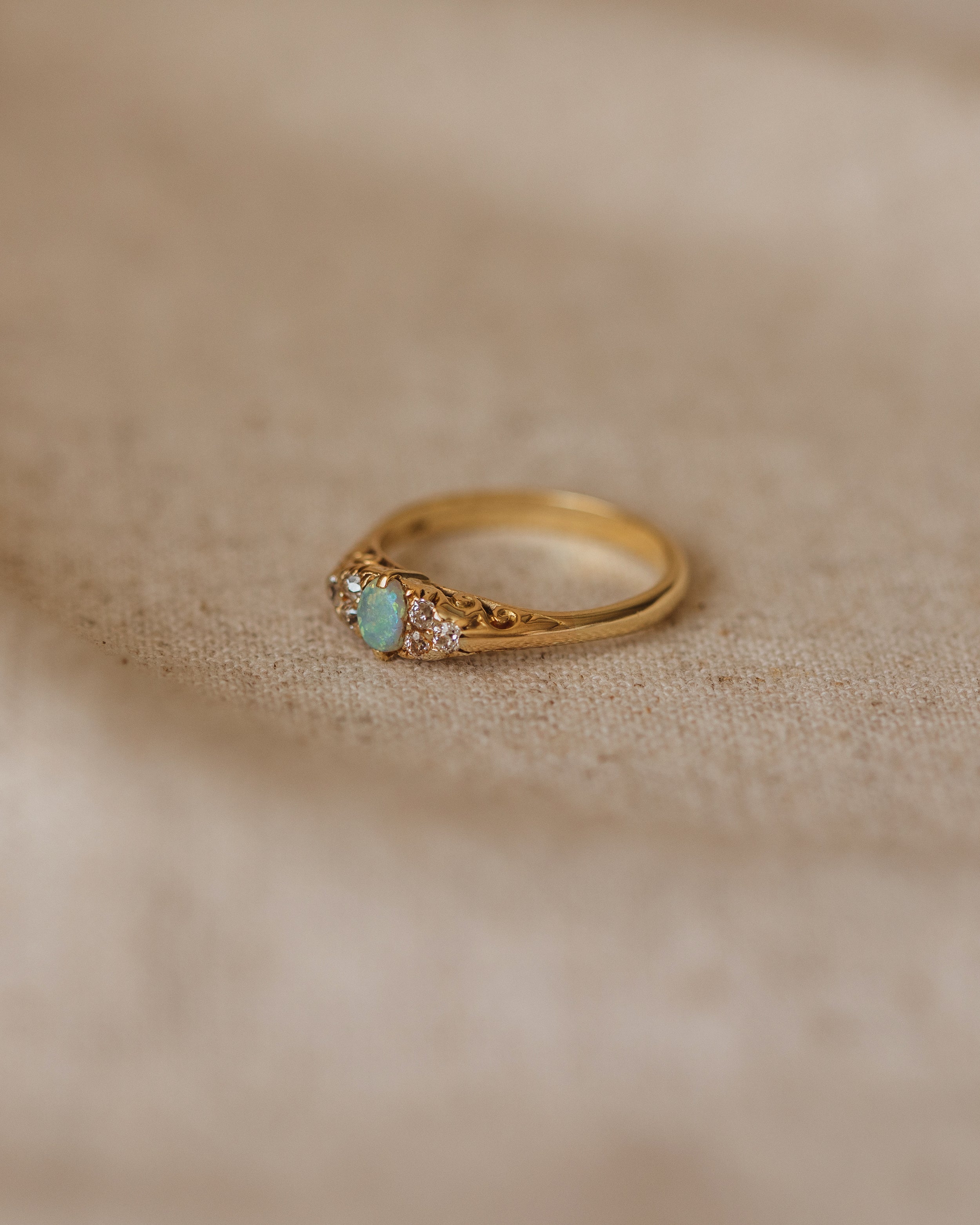 Marianne Vintage 18ct Gold Opal & Diamond Cluster Ring