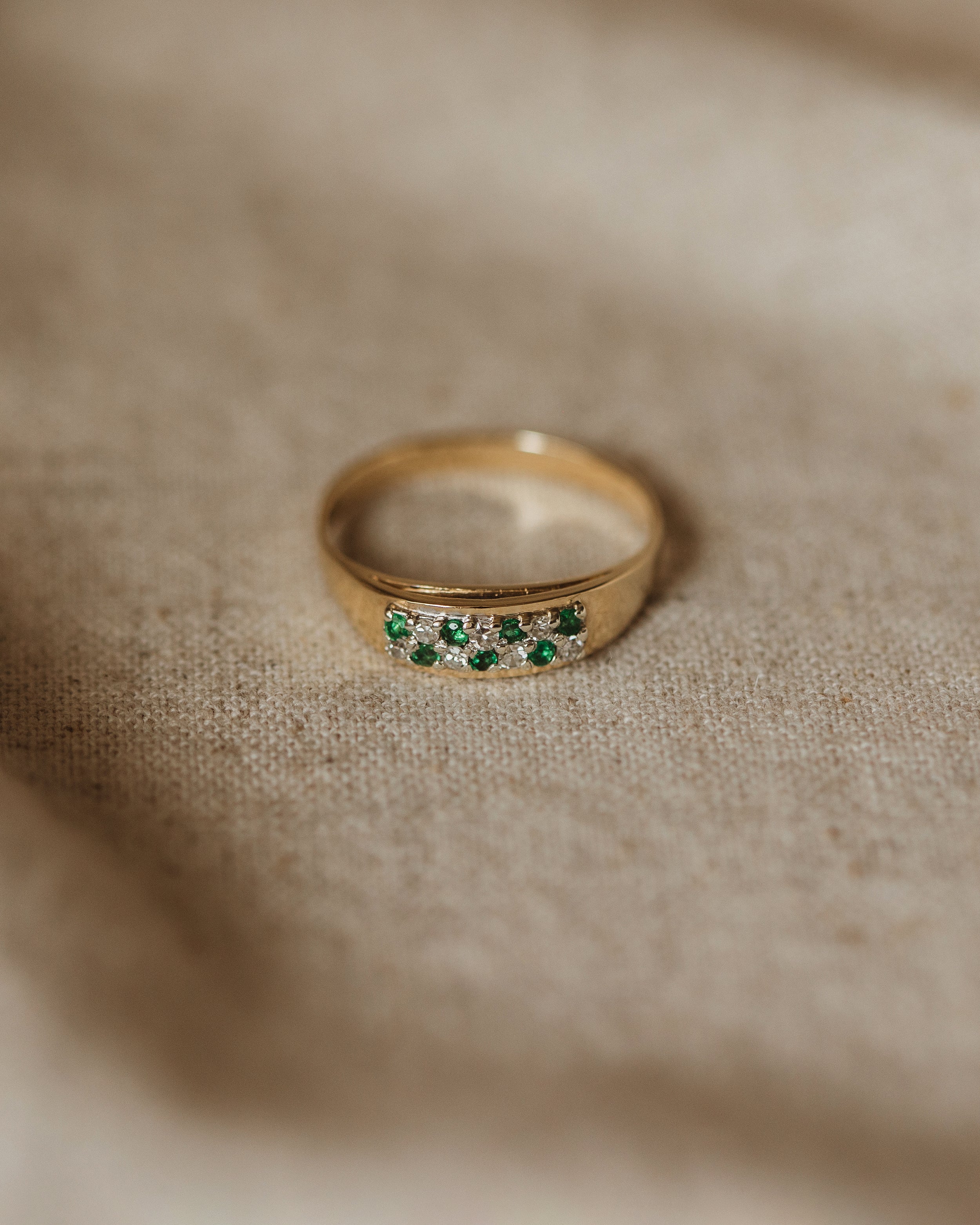 Image of Roberta Vintage 9ct Gold Emerald & Diamond Ring