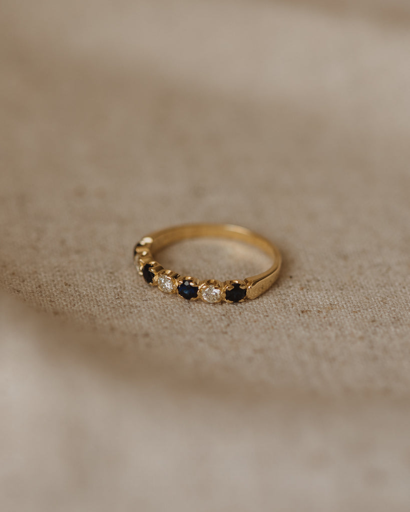Cathrine 1979 18ct Gold Sapphire & Diamond Half Eternity Ring