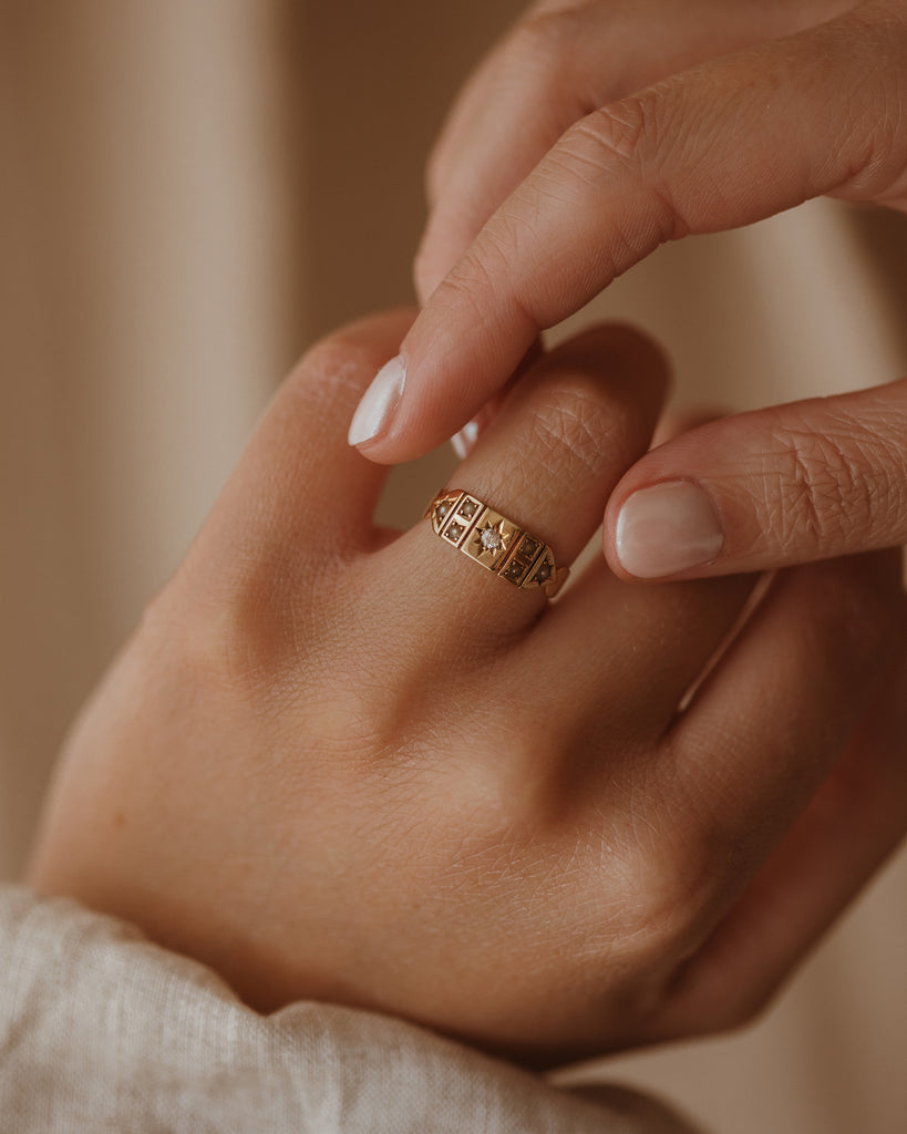 Thomasina 1892 18ct Gold Diamond & Pearl Ring