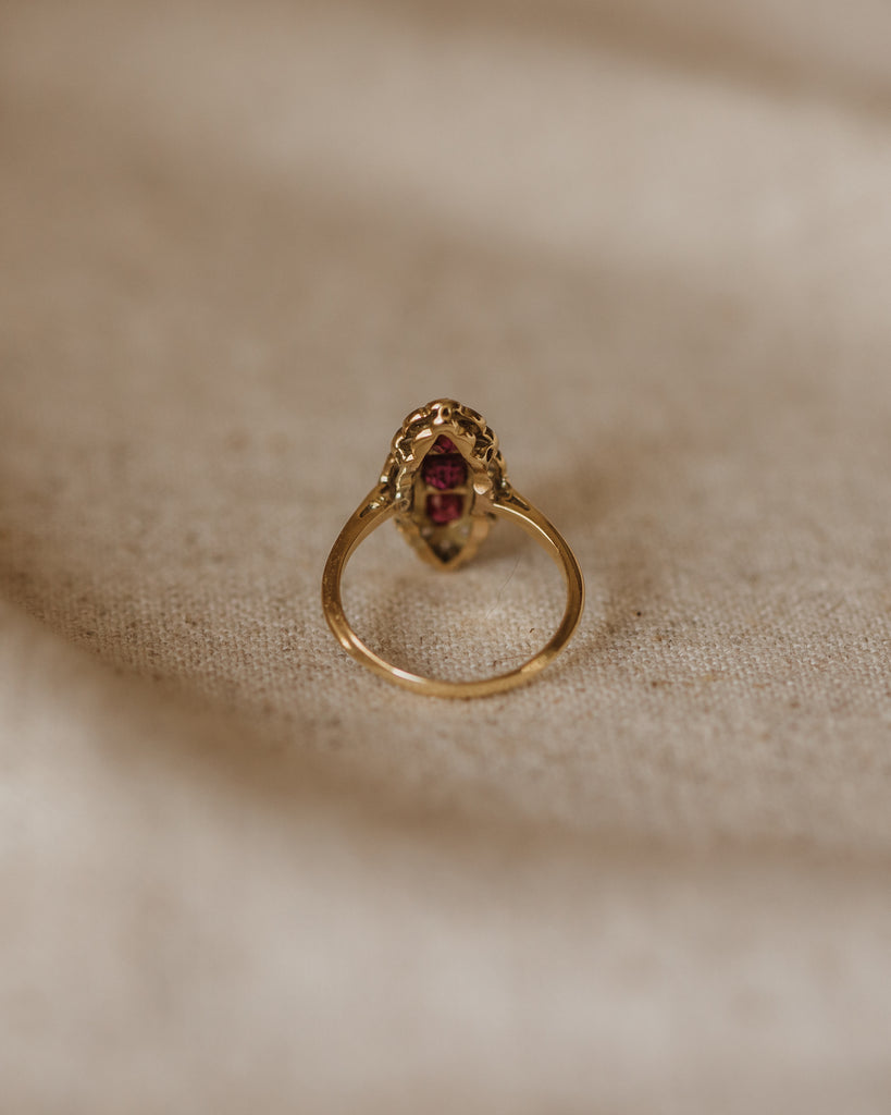 Isabella 1944 18ct Gold Art Deco Ruby & Diamond Panel Ring