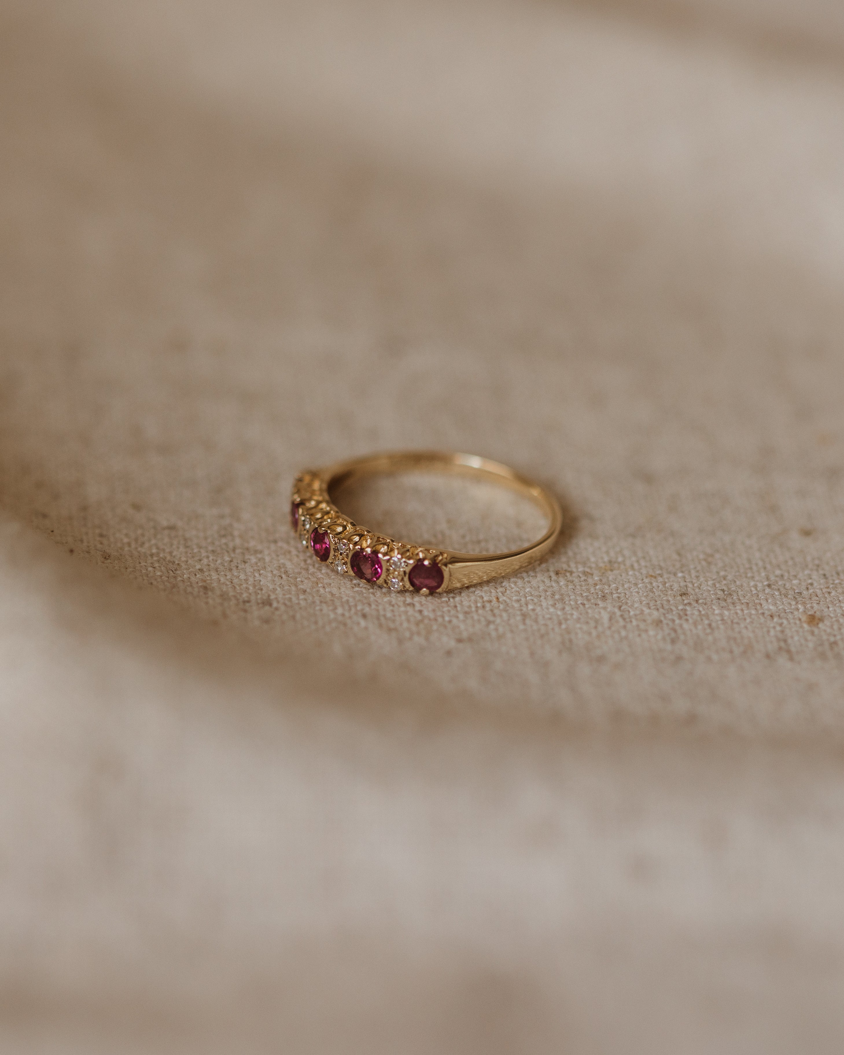Anna 1987 9ct Gold Ruby & Diamond Half Eternity Ring