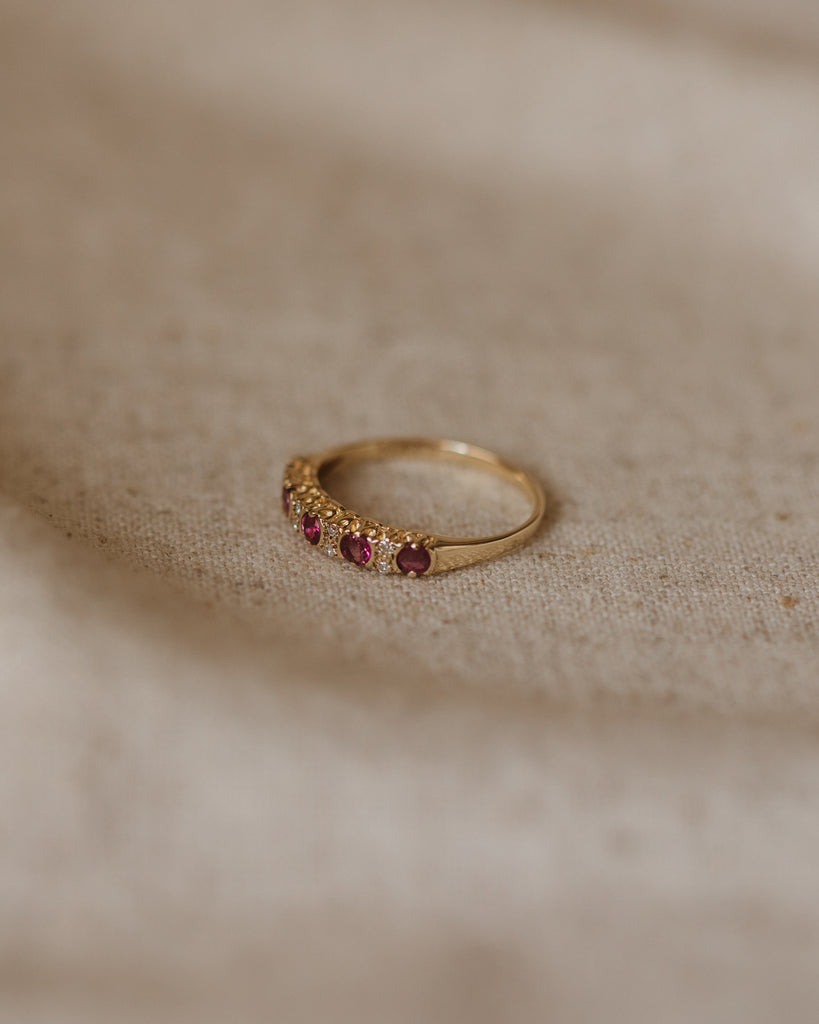 Anna 1987 9ct Gold Ruby & Diamond Half Eternity Ring