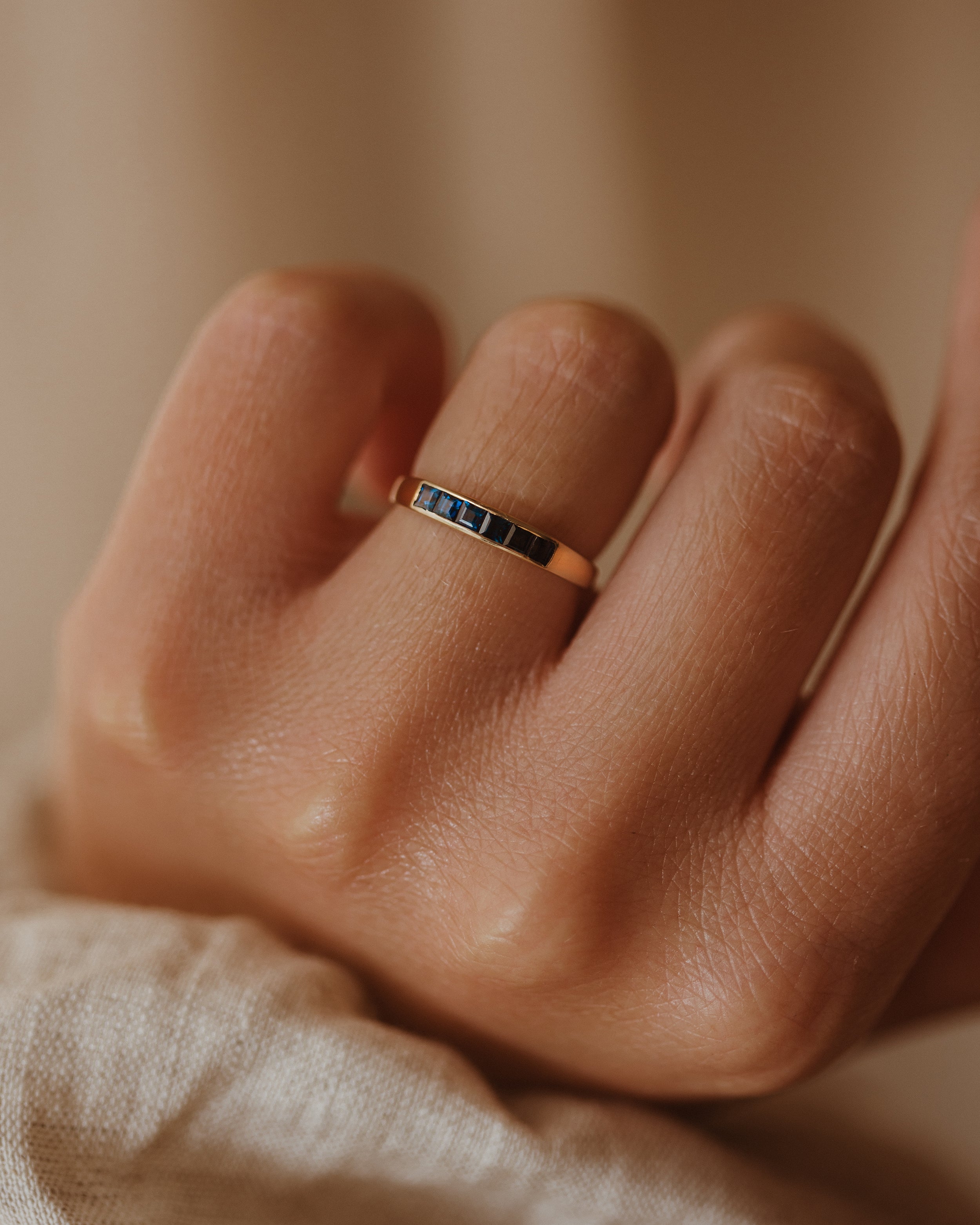 Image of Aster Vintage 18ct Gold Sapphire Half Eternity Ring