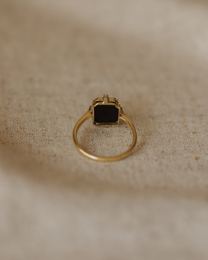 Mamie Vintage 9ct Gold Opal & Black Onyx Ring