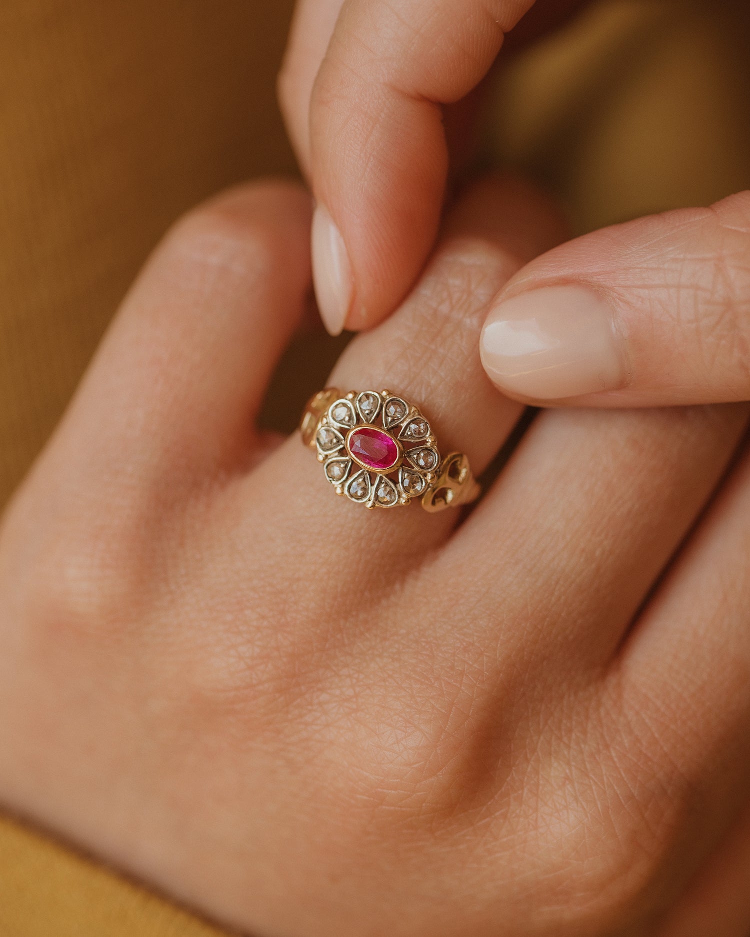 Image of Juniper Antique 18ct Gold Ruby & Diamond Ring