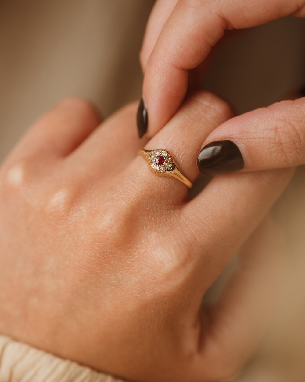 Evelyn Antique 18ct Gold Ruby & Diamond Ring