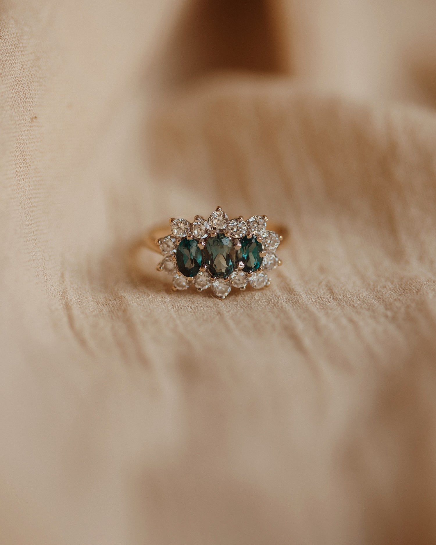 Image of Jolene 1975 9ct Gold Vintage Blue Topaz Ring