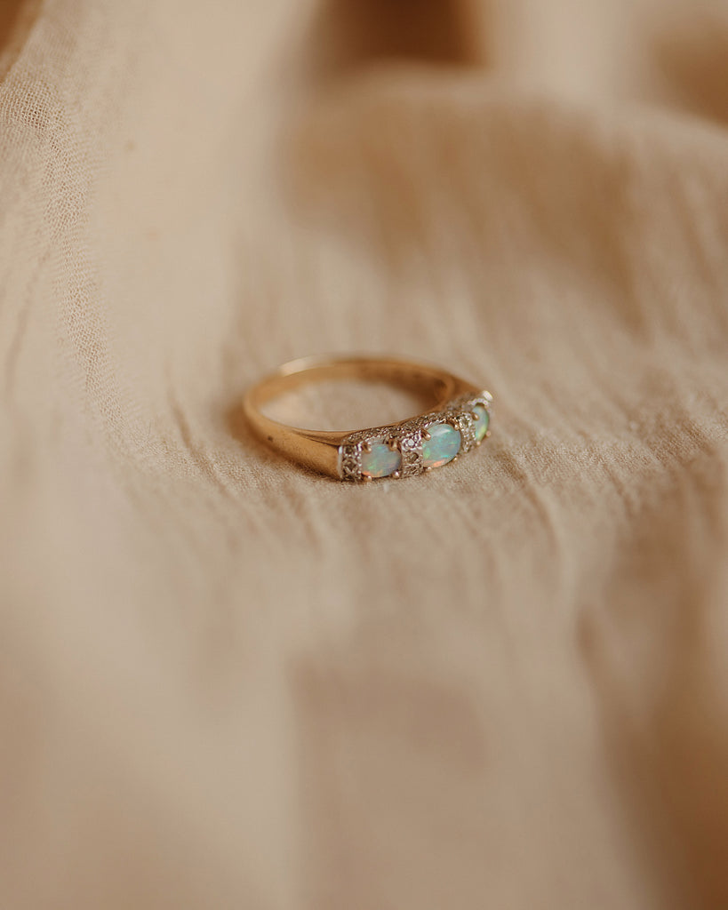 Roberta 9ct Gold Vintage Opal & Diamond Ring