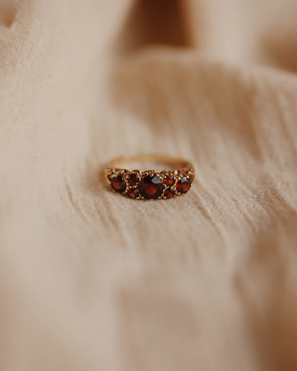 Georgie 1975 9ct Gold Garnet Ring