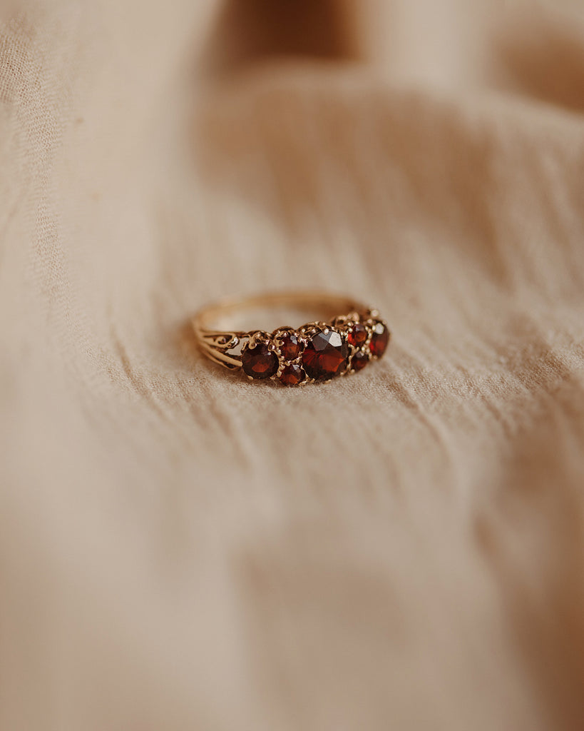 Georgie 1975 9ct Gold Garnet Ring