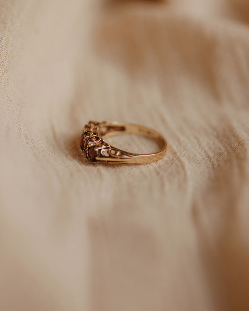 Georgie 1975 9ct Gold Garnet Ring