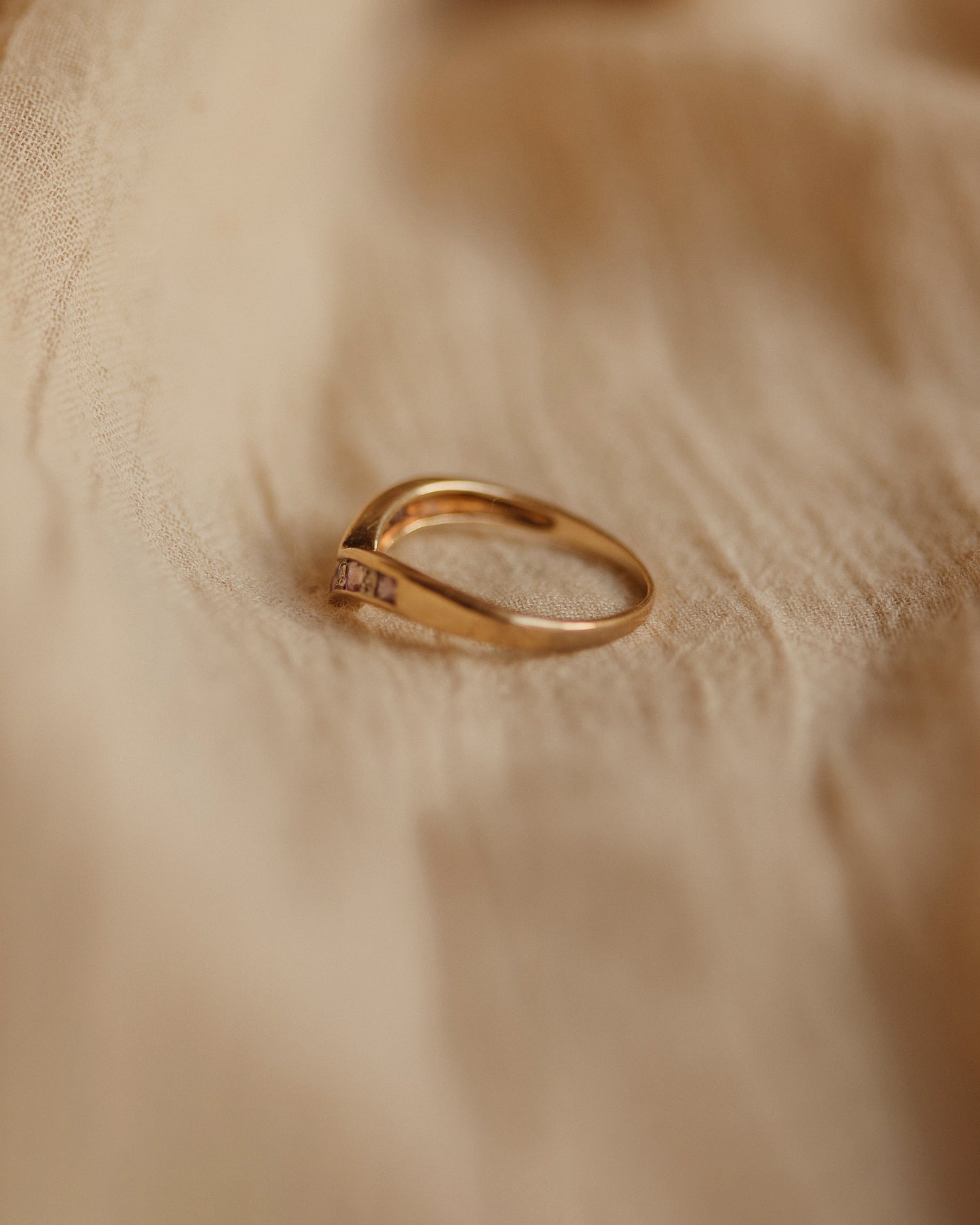 Josephine 9ct Gold Amethyst & Diamond Wishbone Ring