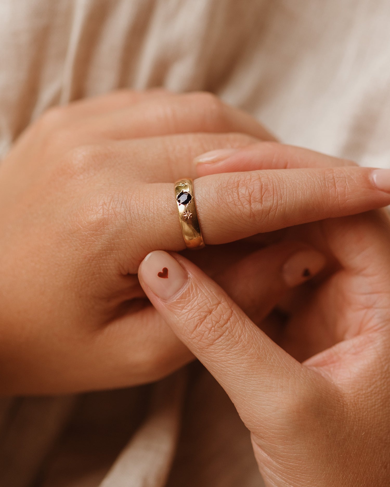 Image of Clementine 9ct Gold Sapphire & Diamond Gypsy Ring