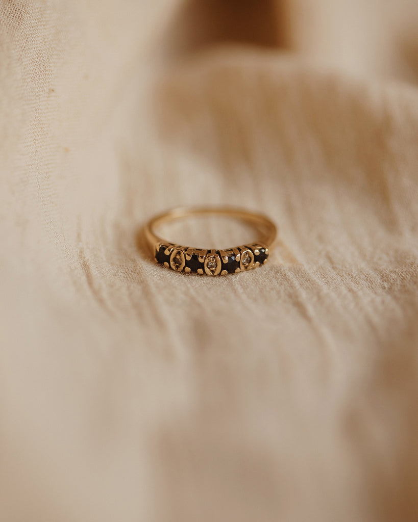 Eulalia 1983 9ct Gold Vintage Sapphire & Diamond Ring