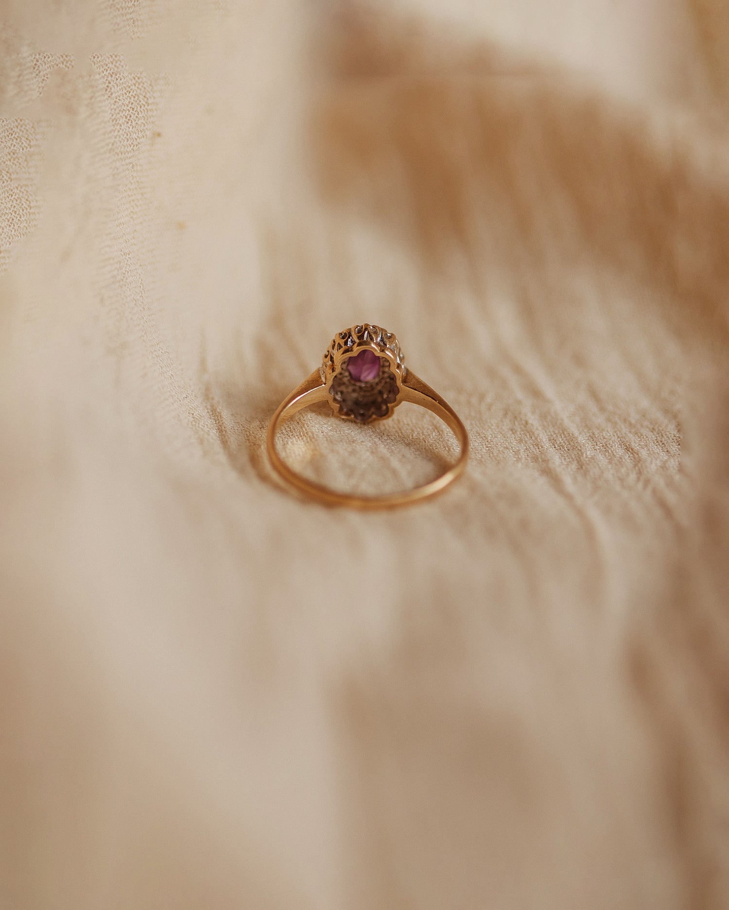 Emmeline 9ct Gold Vintage Amethyst & Diamond Ring