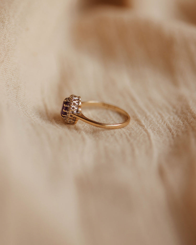 Emmeline 9ct Gold Vintage Amethyst & Diamond Ring
