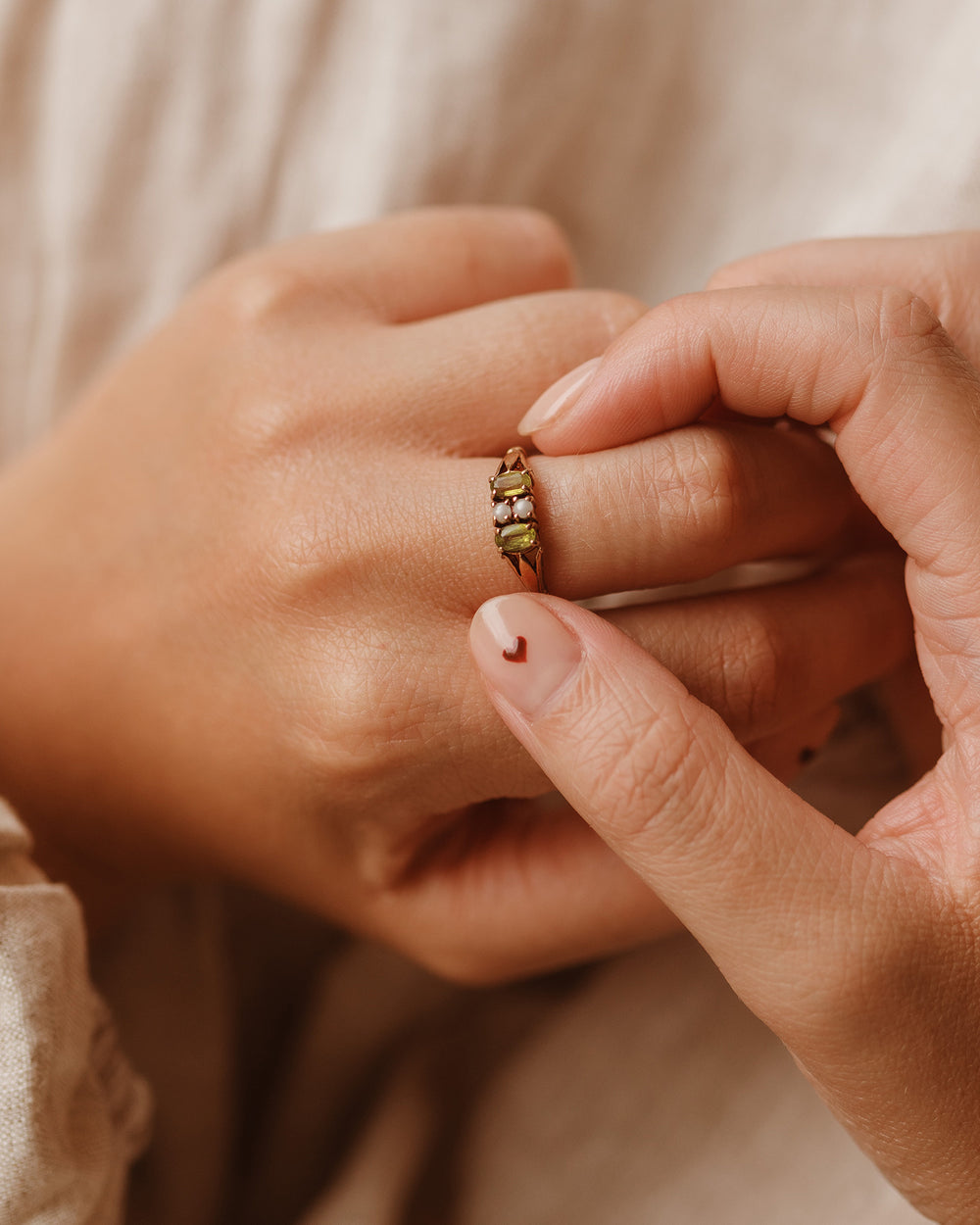 Matilda 9ct Gold Peridot & Pearl Ring