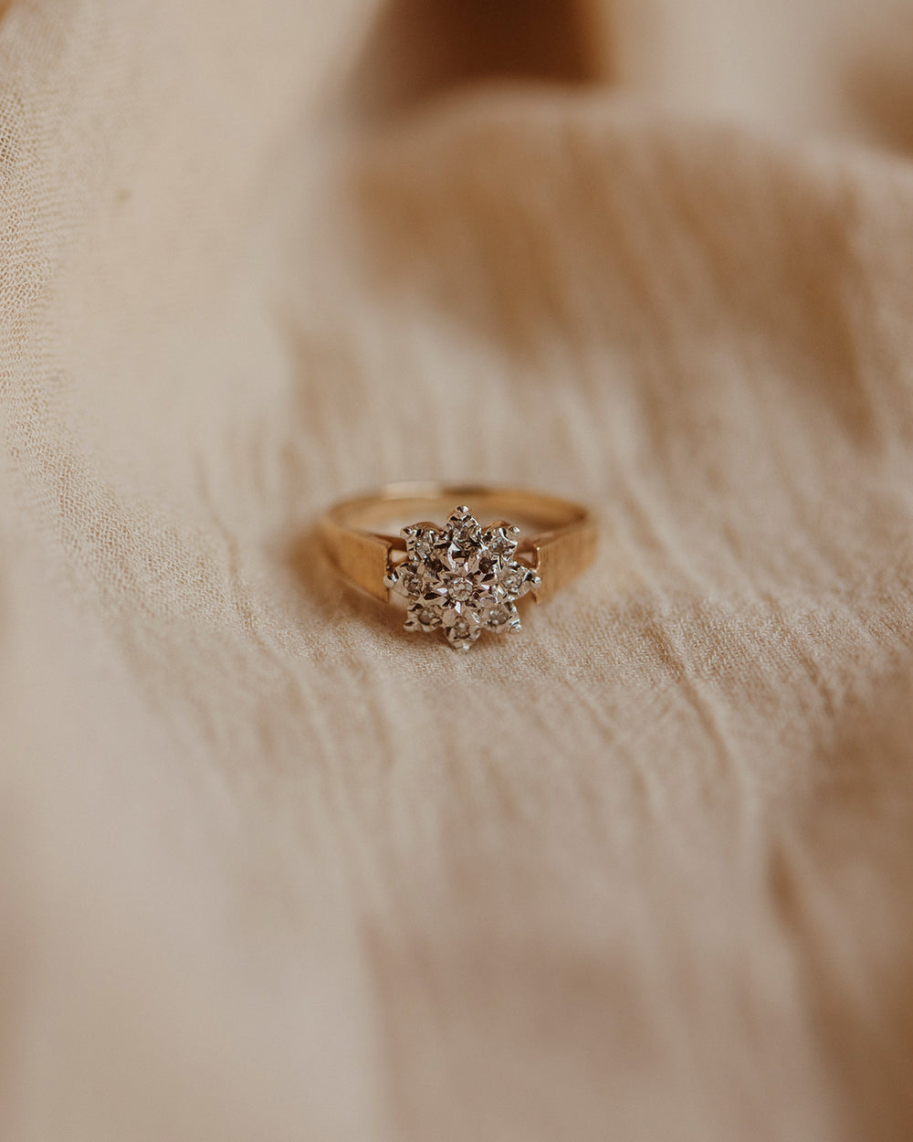 Theodora 9ct Gold Vintage Diamond Cluster Ring