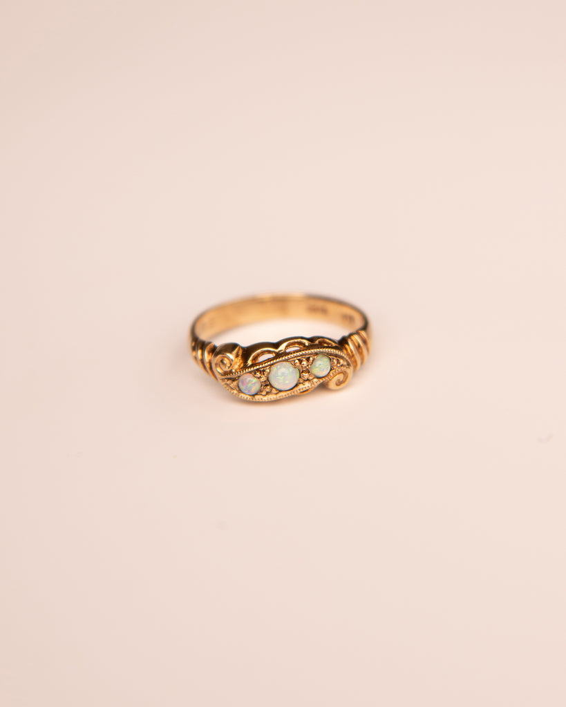 Persephone 9ct Gold Opal Scroll Ring
