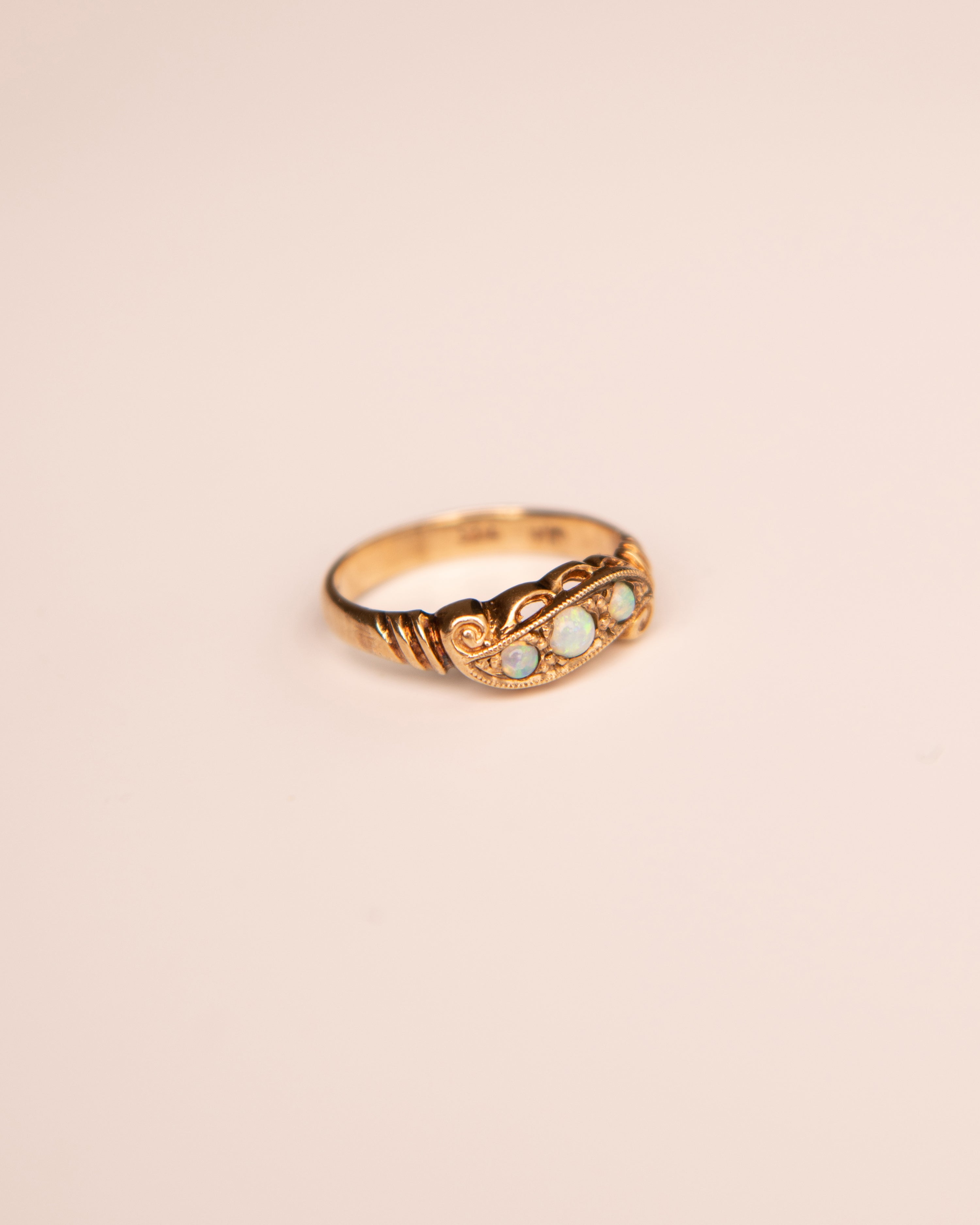 Persephone 9ct Gold Opal Scroll Ring