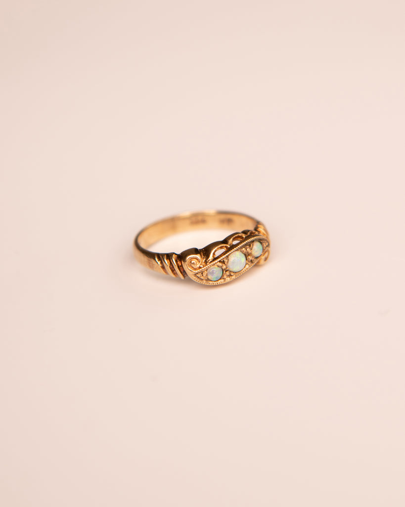 Persephone 9ct Gold Opal Scroll Ring