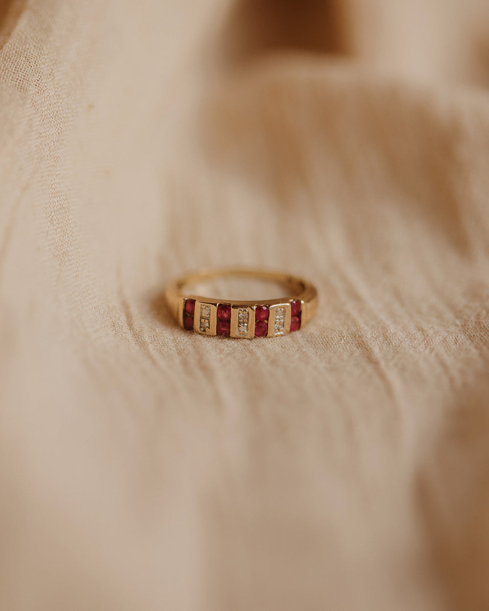 Alice 9ct Gold Vintage Ruby & Diamond Ring