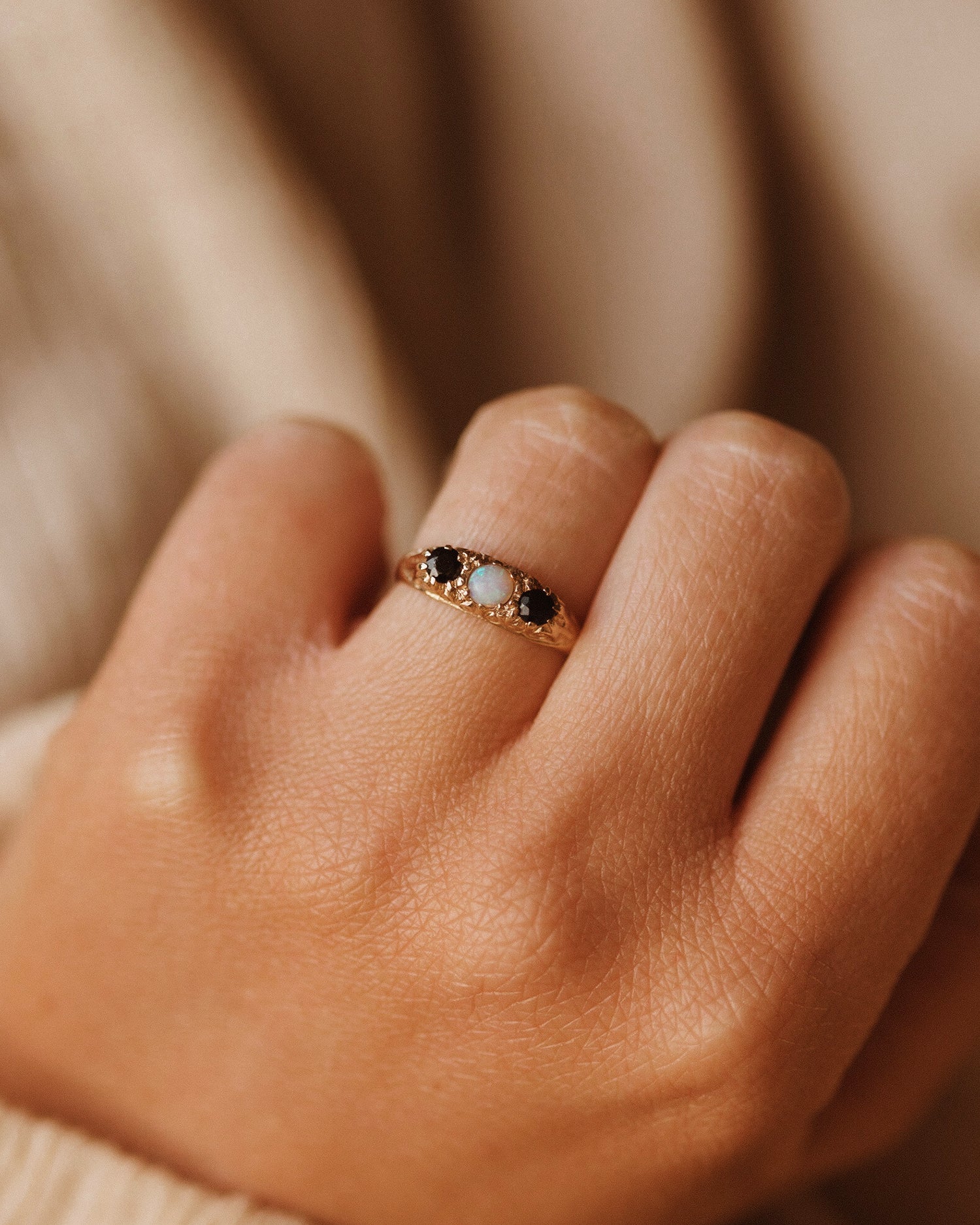 Angeline 9ct Gold Opal & Sapphire Ring