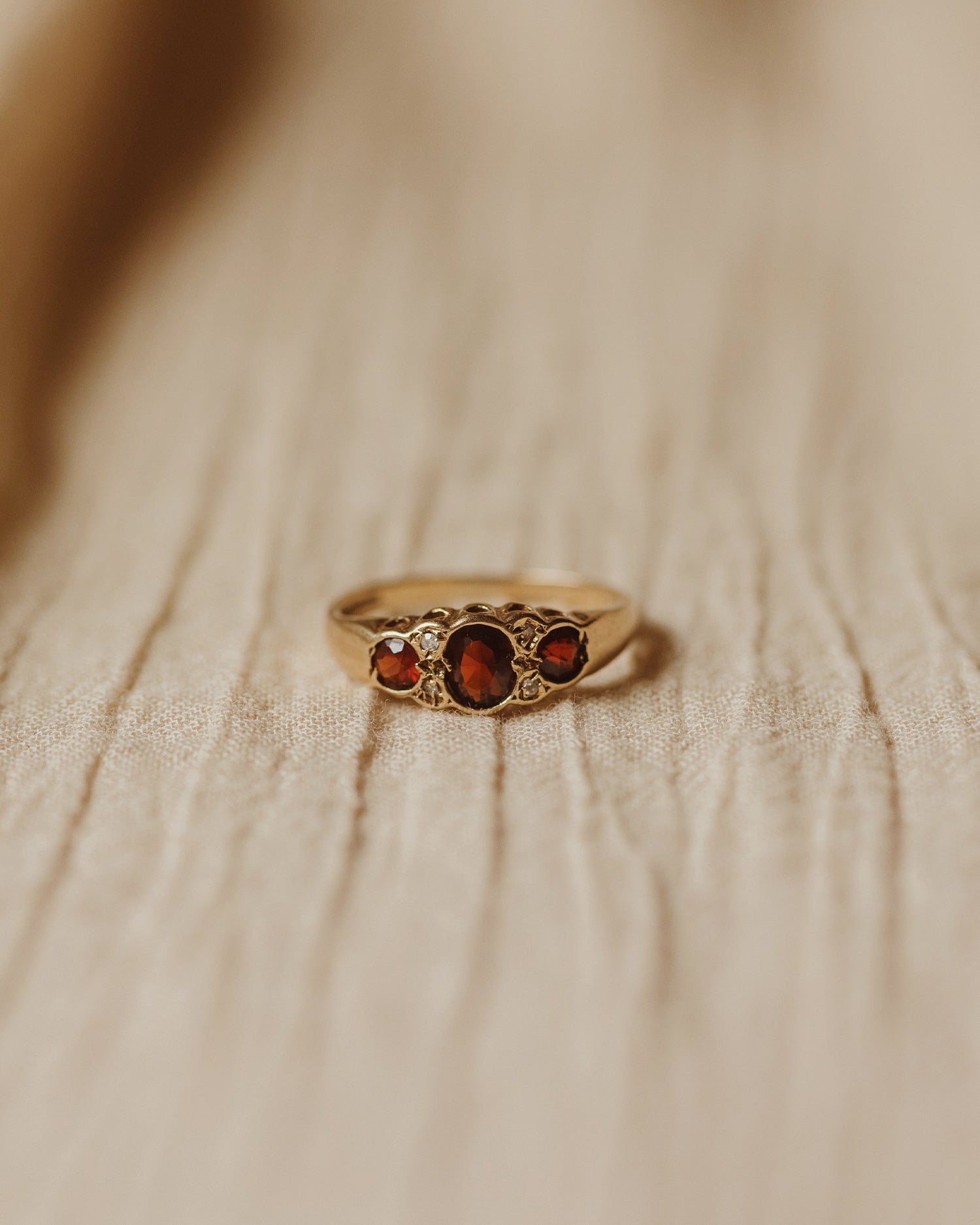 Image of Virginia 9ct Gold Garnet & Diamond Ring
