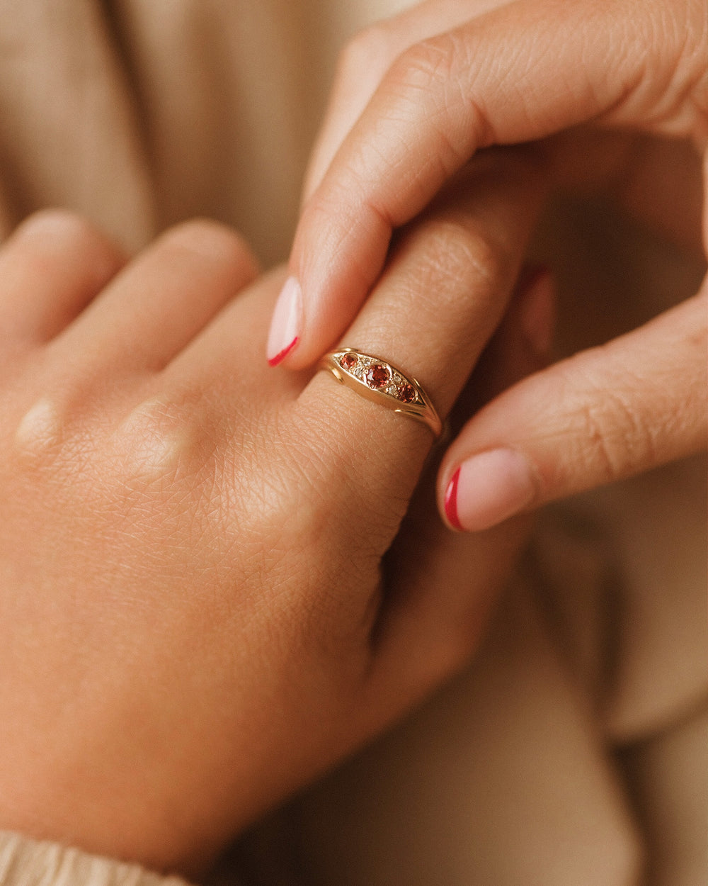 Greta 1918 18ct Gold Ruby & Diamond Ring