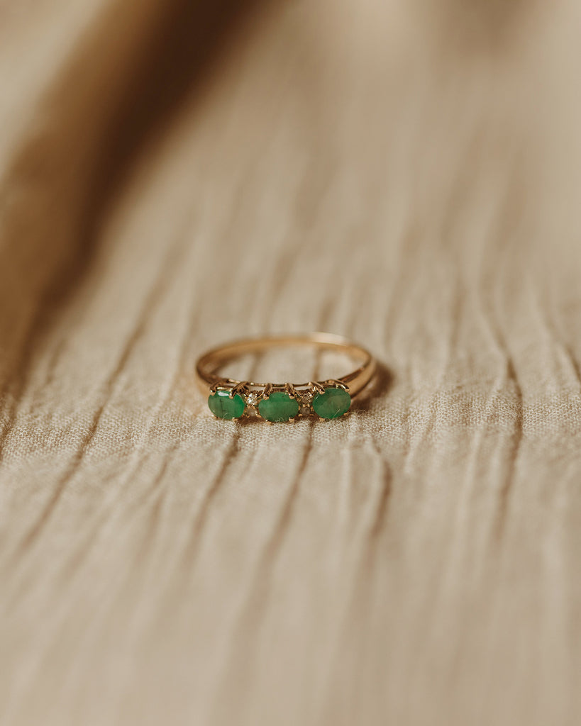 Cicely 10ct Gold Emerald & Diamond Ring