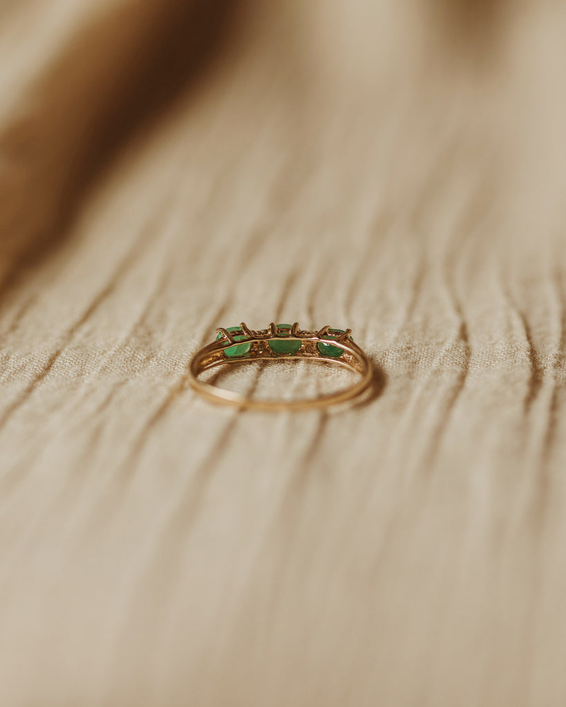 Cicely 10ct Gold Emerald & Diamond Ring