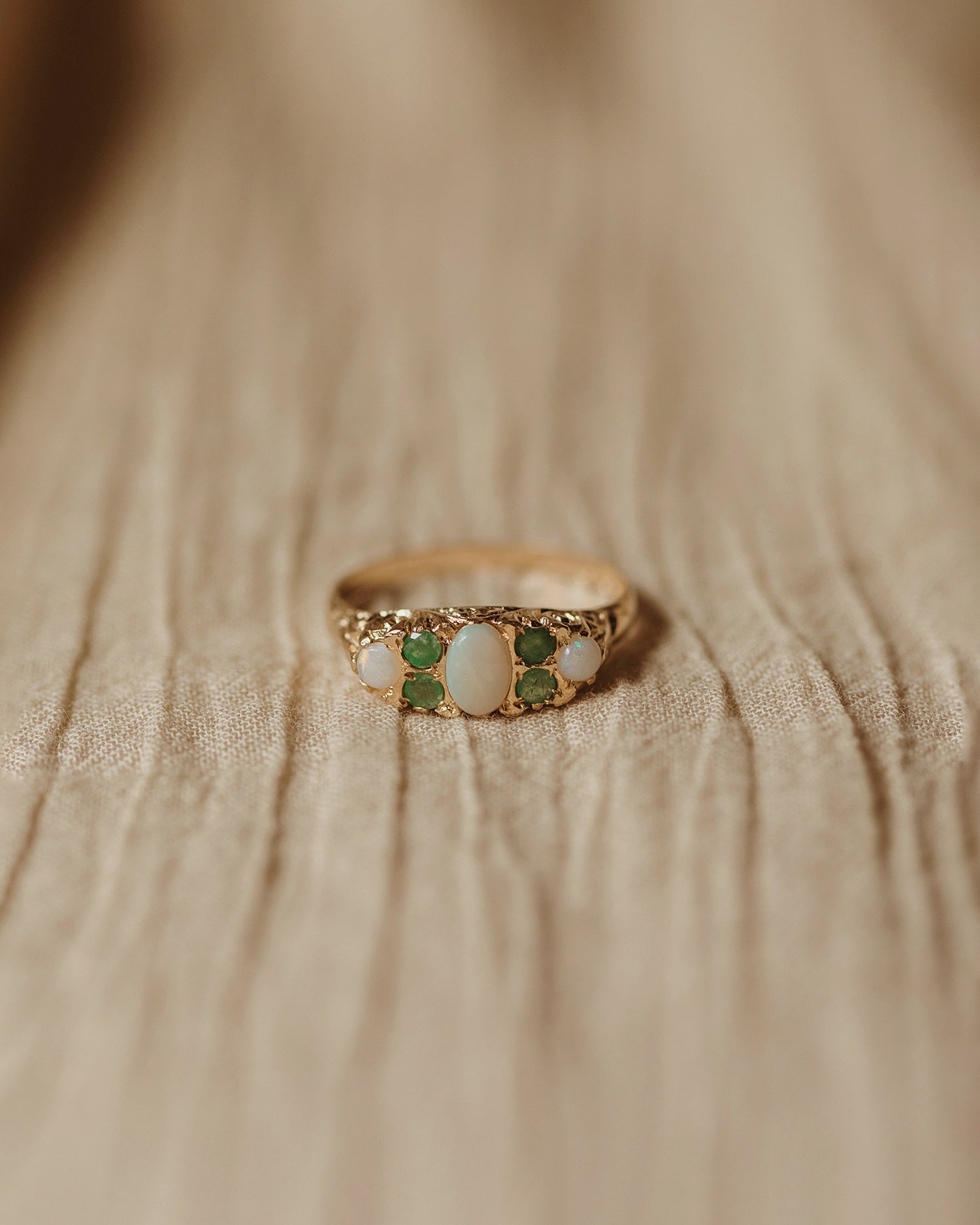 Image of Martha 9ct Gold Opal & Emerald Ring